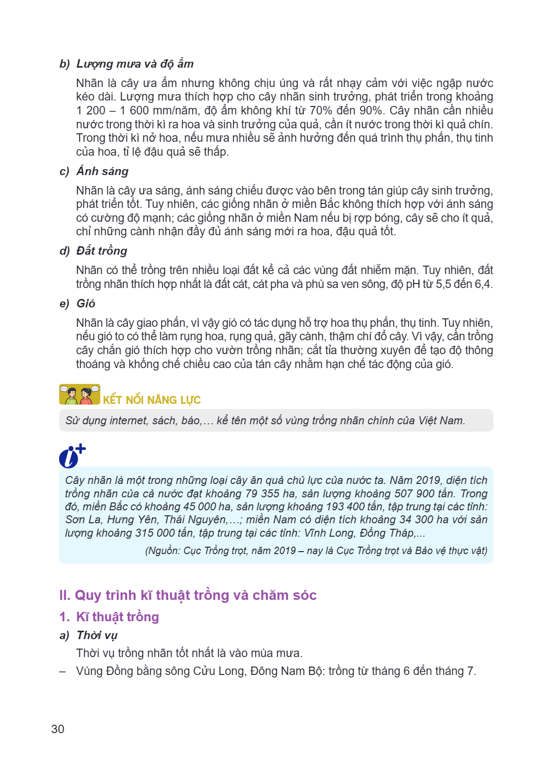 b) Lượng mưa và độ ẩm Nhãn là cây ưa ẩm nhưng không chịu úng và rất nhạy cảm với việc ngập nước kéo dài. Lượng mưa thích hợp cho cây nhãn sinh trưởng, phát triể