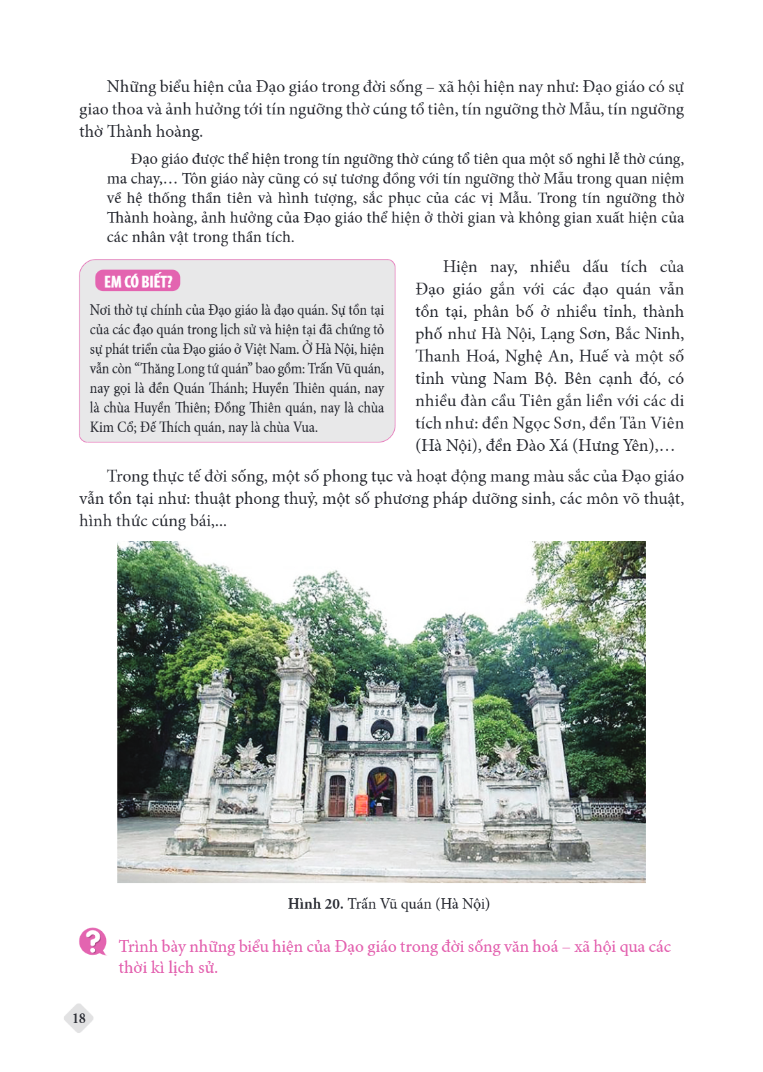 Những biểu hiện của Đạo giáo trong đời sống - xã hội hiện nay như: Đạo giáo có sự giao thoa và ảnh hưởng tới tín ngưỡng thờ cúng tổ tiên, tín ngưỡng thờ Mẫu, tí