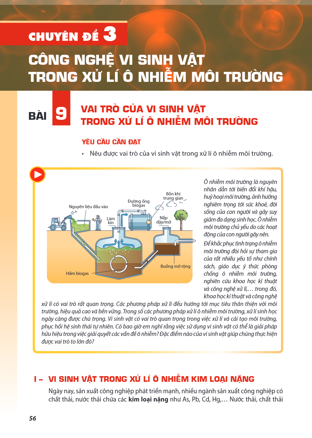 CHUYÊN ĐỀ 3 CÔNG NGHỆ VI SINH VẬT TRONG XỬ LÍ Ô NHIỄM MÔI TRƯỜNG Bài 9. Vai trò của vi sinh vật trong xử lí ô nhiễm môi trường YÊU CẦU CẦN ĐẠT Nêu được vai trò 