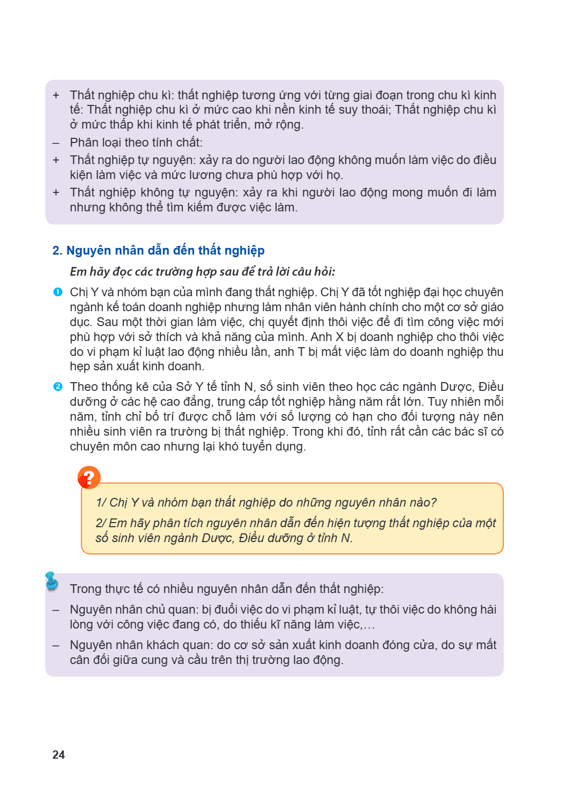 Thất nghiệp chu kì: thất nghiệp tương ứng với từng giai đoạn trong chu kì kinh tế: Thất nghiệp chu kì ở mức cao khi nền kinh tế suy thoái; Thất nghiệp chu kì ở 