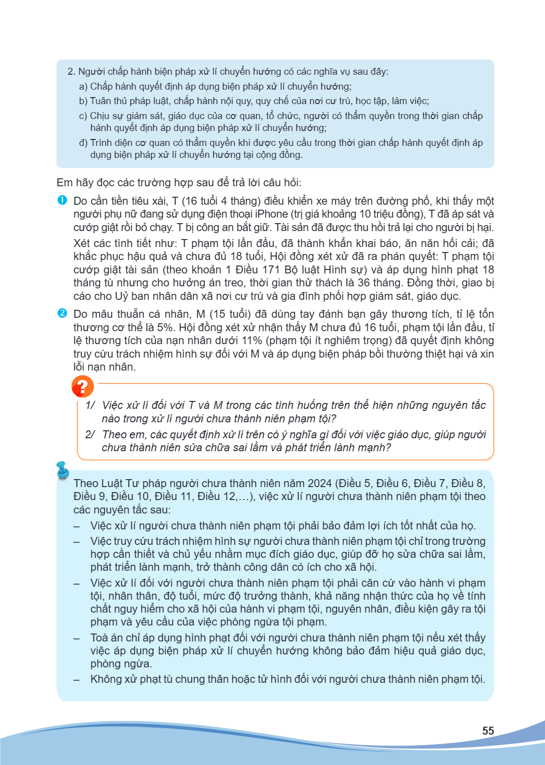 Người chấp hành biện pháp xử lí chuyển hướng có các nghĩa vụ sau đây: a) Chấp hành quyết định áp dụng biện pháp xử lí chuyển hướng; b) Tuân thủ pháp luật, chấp 