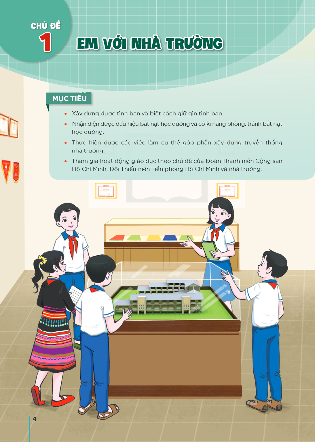 CHỦ ĐỀ 1 EM VỚI NHÀ TRƯỜNG MỤC TIÊU Xây dựng được tình bạn và biết cách giữ gìn tình bạn. Nhận diện được dấu hiệu bắt nạt học đường và có kĩ năng phòng, tránh b