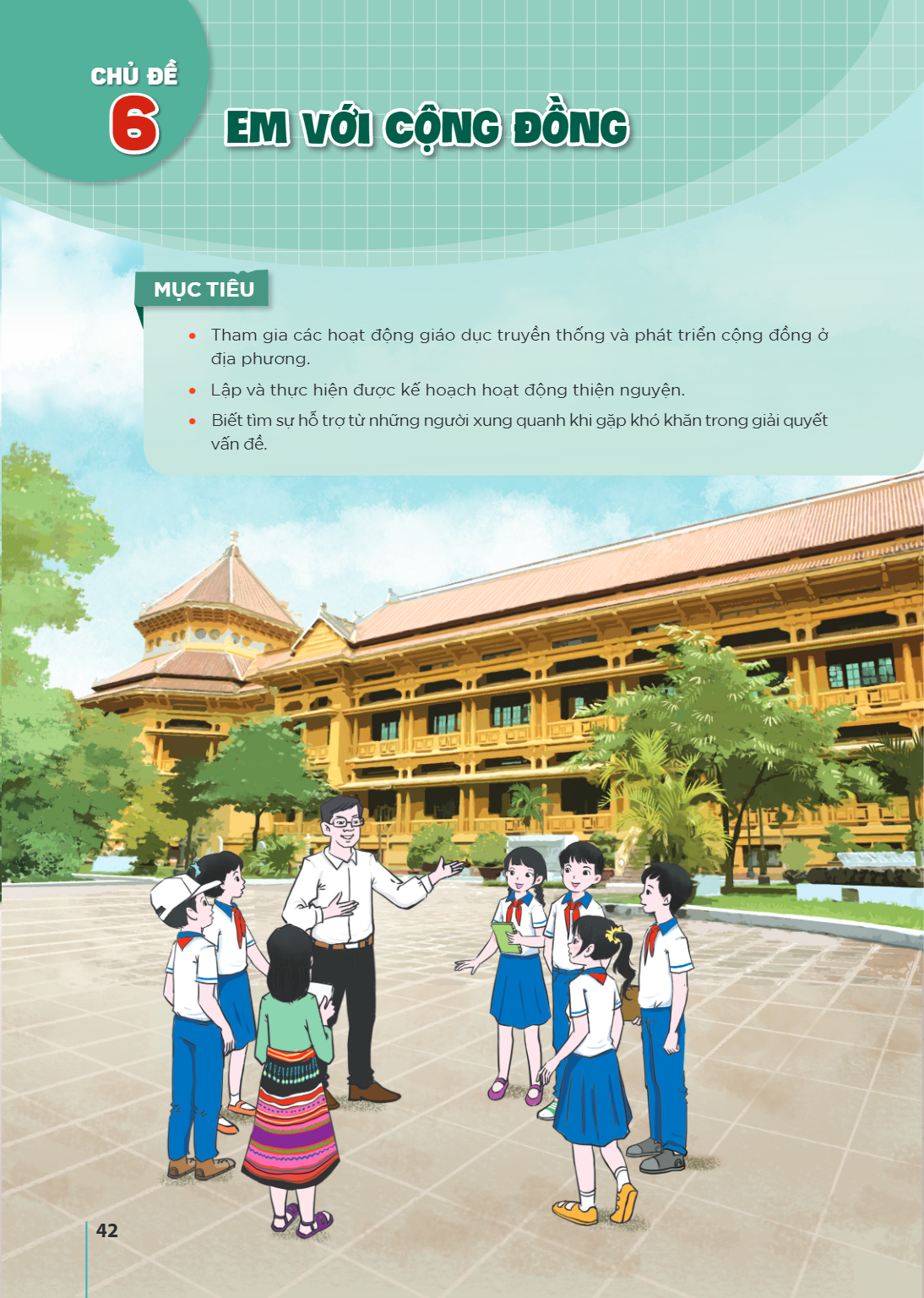 CHỦ ĐỀ 6. EM VỚI CỘNG ĐỒNG MỤC TIÊU Tham gia các hoạt động giáo dục truyền thống và phát triển cộng đồng ở địa phương. Lập và thực hiện được kế hoạch hoạt động 