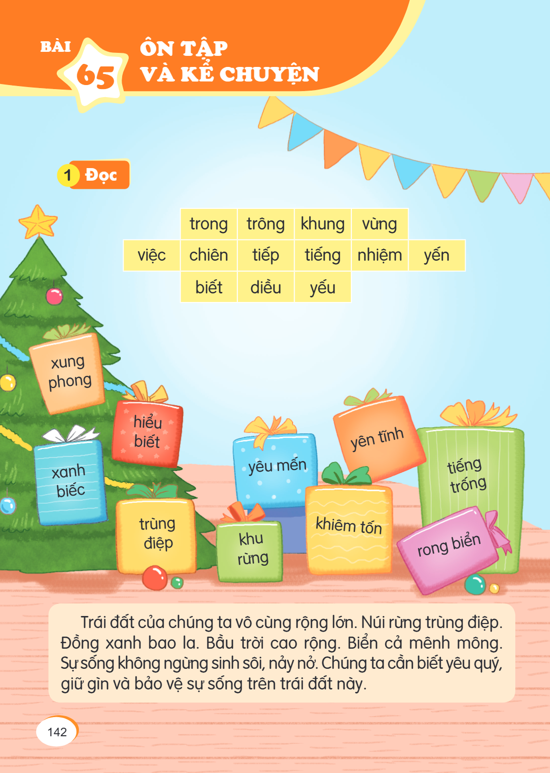 Ôn tập và kể chuyện 1 Đọc trong, trông, khung, vùng việc, chiên, tiếp, tiếng, nhiệm, yến biết, diều, yếu xung phong hiểu biết yên tĩnh tiếng trống yêu mến xanh 