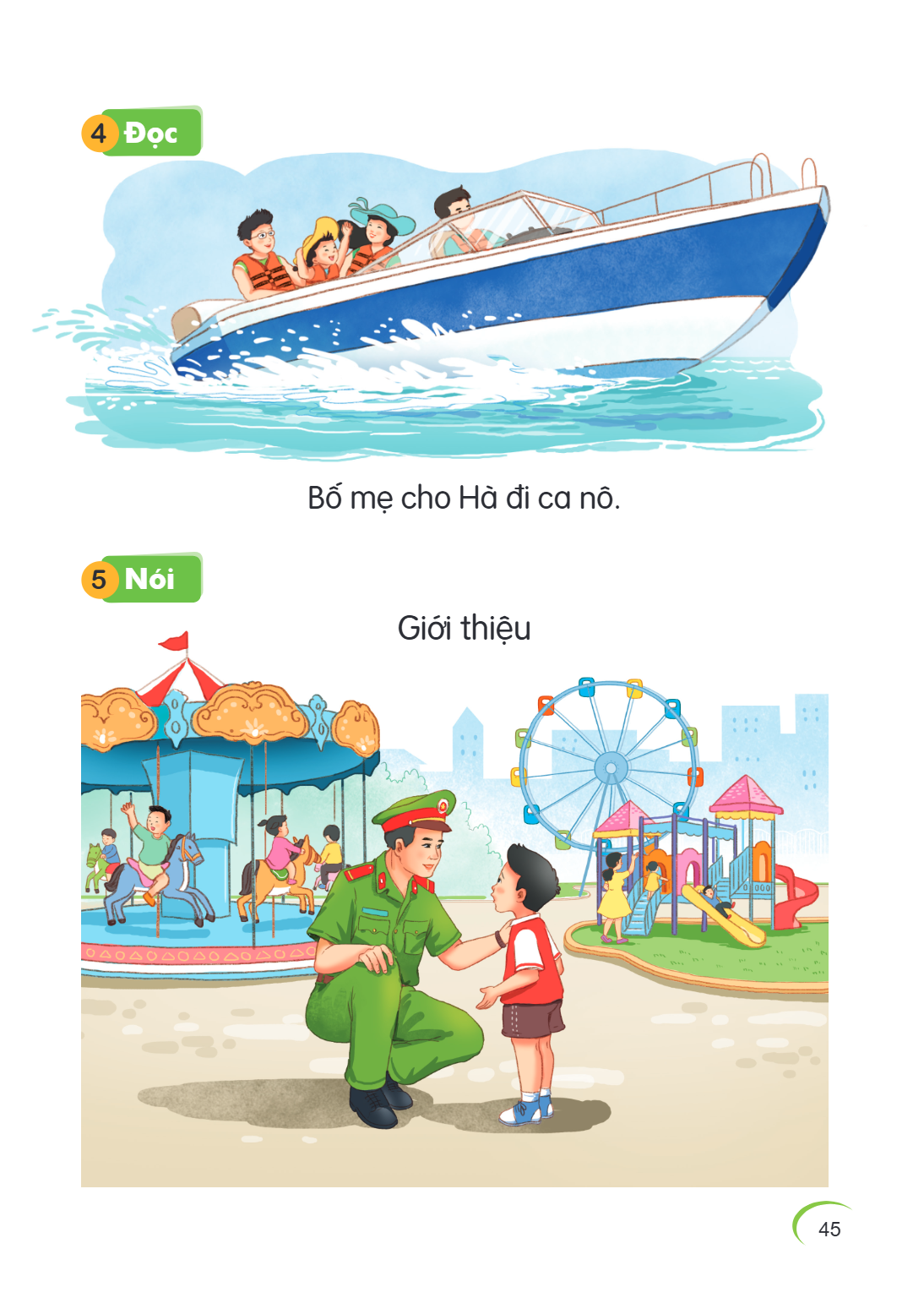 4 Đọc Bố mẹ cho Hà đi ca nô. 5 Nói Giới thiệu