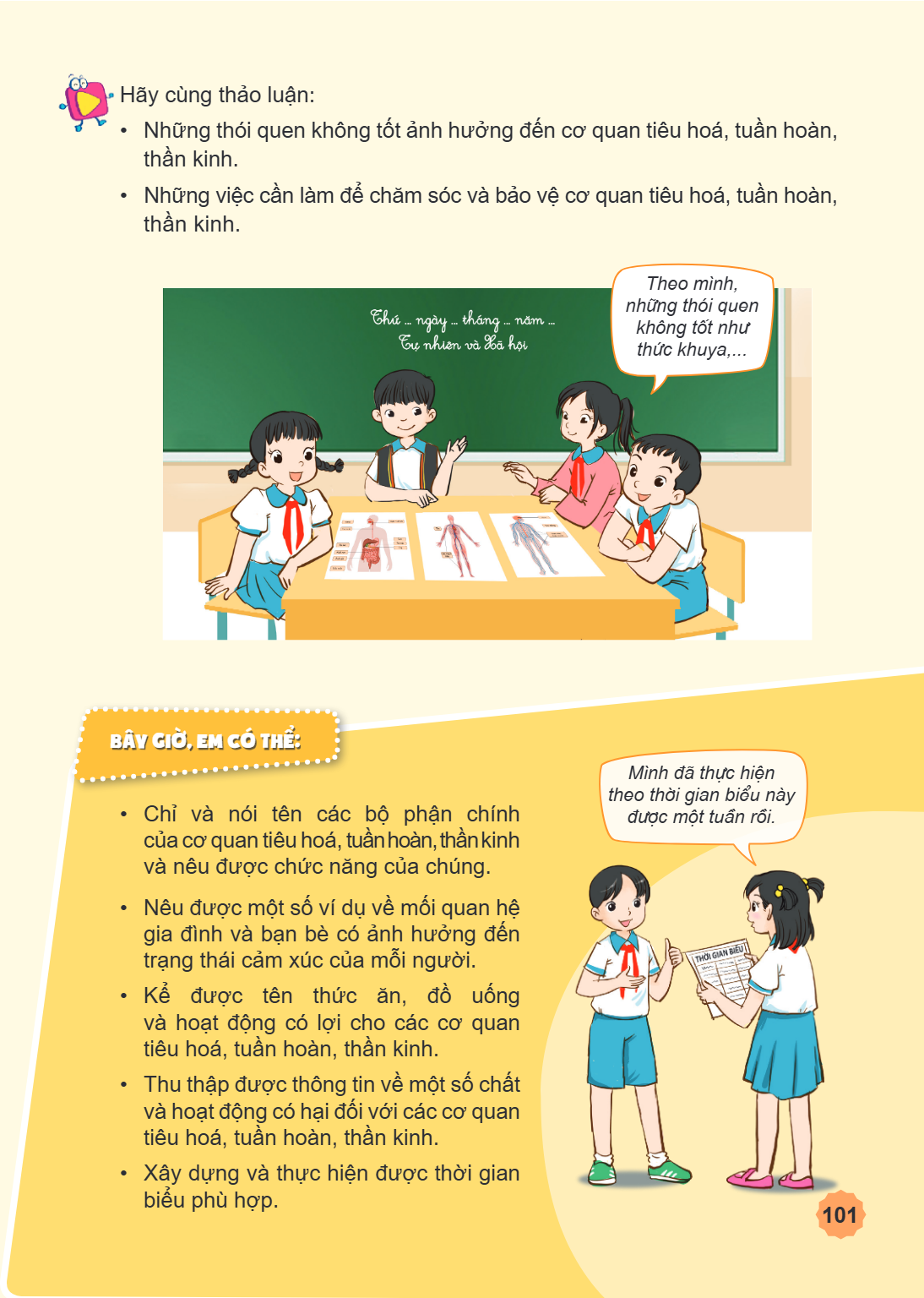 Hãy cùng thảo luận: Những thói quen không tốt ảnh hưởng đến cơ quan tiêu hoá, tuần hoàn, thần kinh. Những việc cần làm để chăm sóc và bảo vệ cơ quan tiêu hoá, t