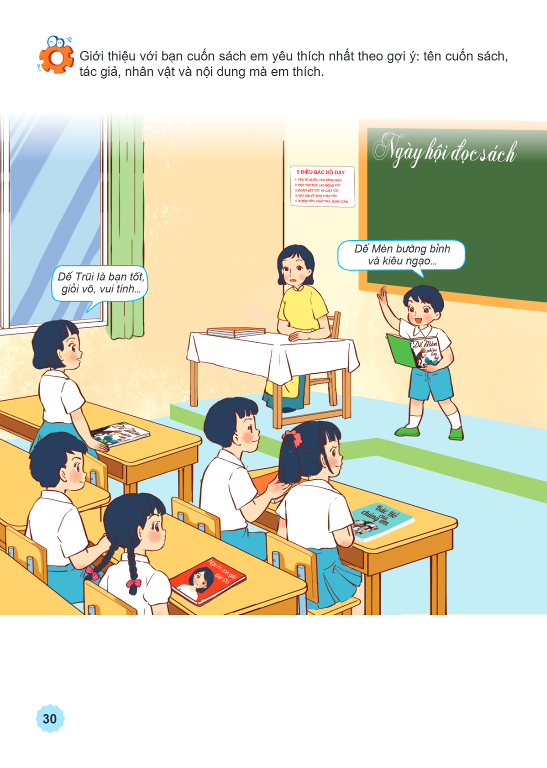 Giới thiệu với bạn cuốn sách em yêu thích nhất theo gợi ý: tên cuốn sách, tác giả, nhân vật và nội dung mà em thích.