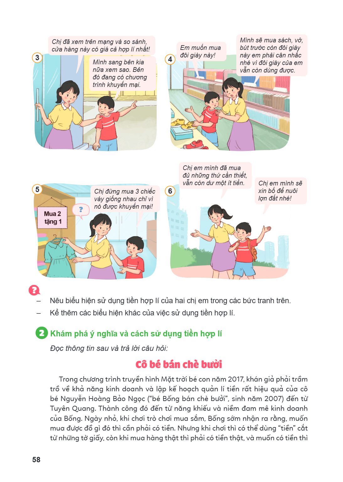 Chị đã xem trên mạng và so sánh, cửa hàng này có giá cả hợp lí nhất! Mình sang bên kia nữa xem sao. Bên đó đang có chương trình khuyến mại. Mình sẽ mua sách, vở