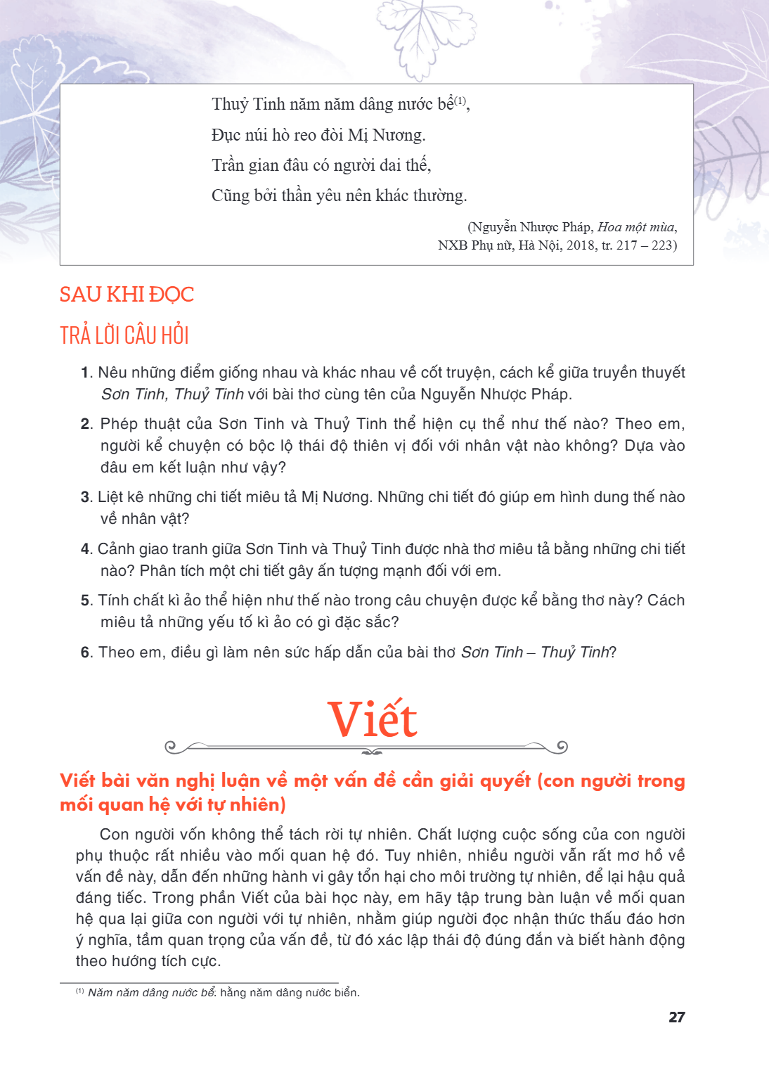 Viết Viết bài văn nghị luận về một vấn đề cần giải quyết (con người trong mối quan hệ với tự nhiên) Con người vốn không thể tách rời tự nhiên. Chất lượng cuộc s