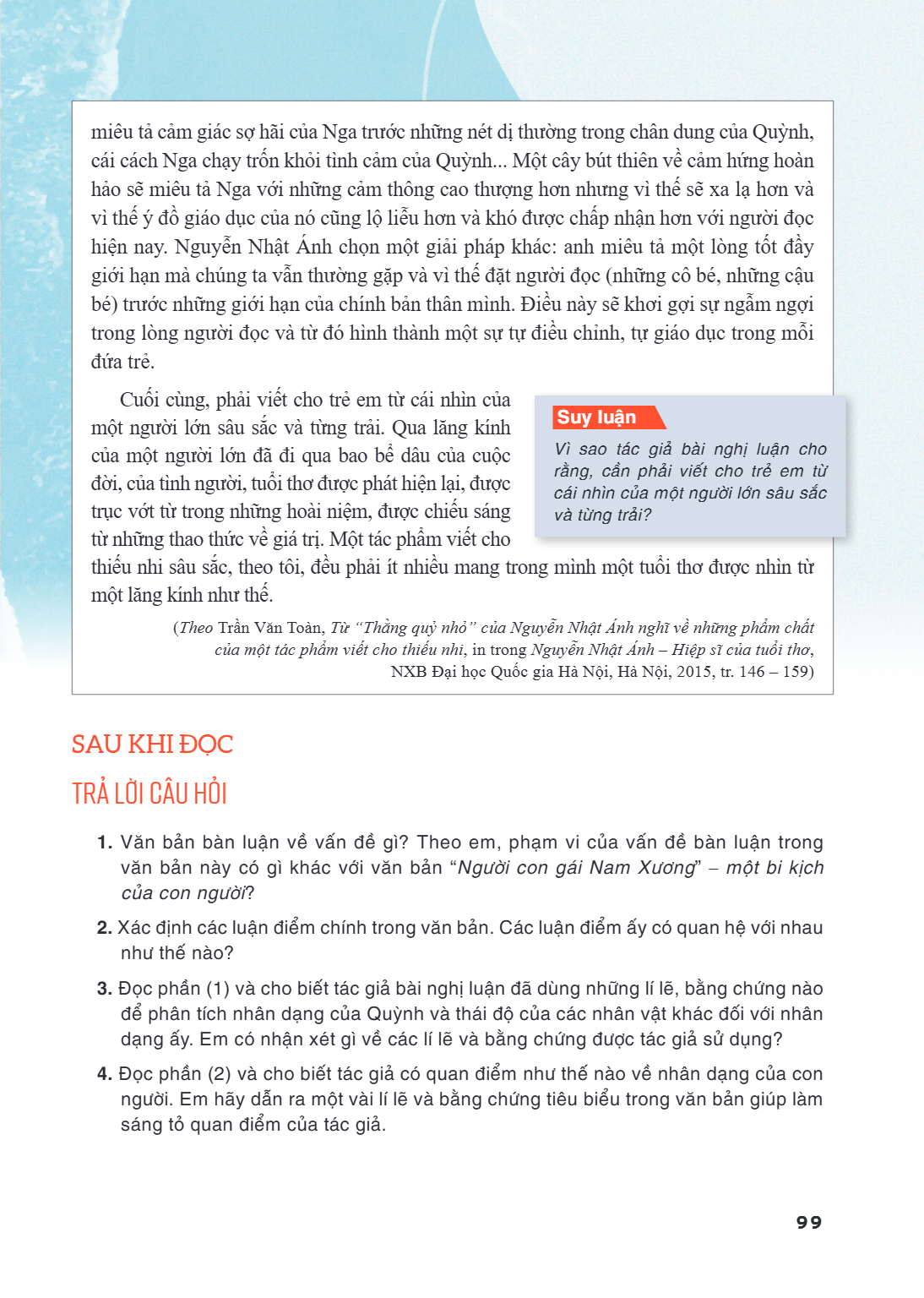 miêu tả cảm giác sợ hãi của Nga trước những nét dị cái cách Nga chạy trốn khỏi tình cảm của Quỳnh... Một hảo sẽ miêu tả Nga với những cảm thông cao thượng vì th