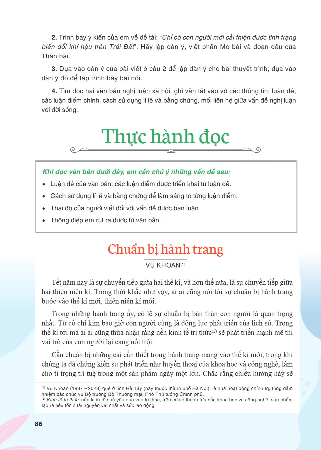 2. Trình bày ý kiến của em về đề tài: "Chỉ có con người mới cải thiện được tình trạng biến đổi khí hậu trên Trái Đất". Hãy lập dàn ý, viết phần Mở bài và đoạn đ