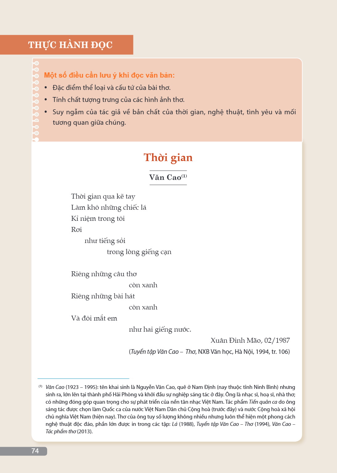 THỰC HÀNH ĐỌC Một số điều cần lưu ý khi đọc văn bản: Đặc điểm thể loại và cấu tứ của bài thơ. Tính chất tượng trưng của các hình ảnh thơ. Suy ngẫm của tác giả v