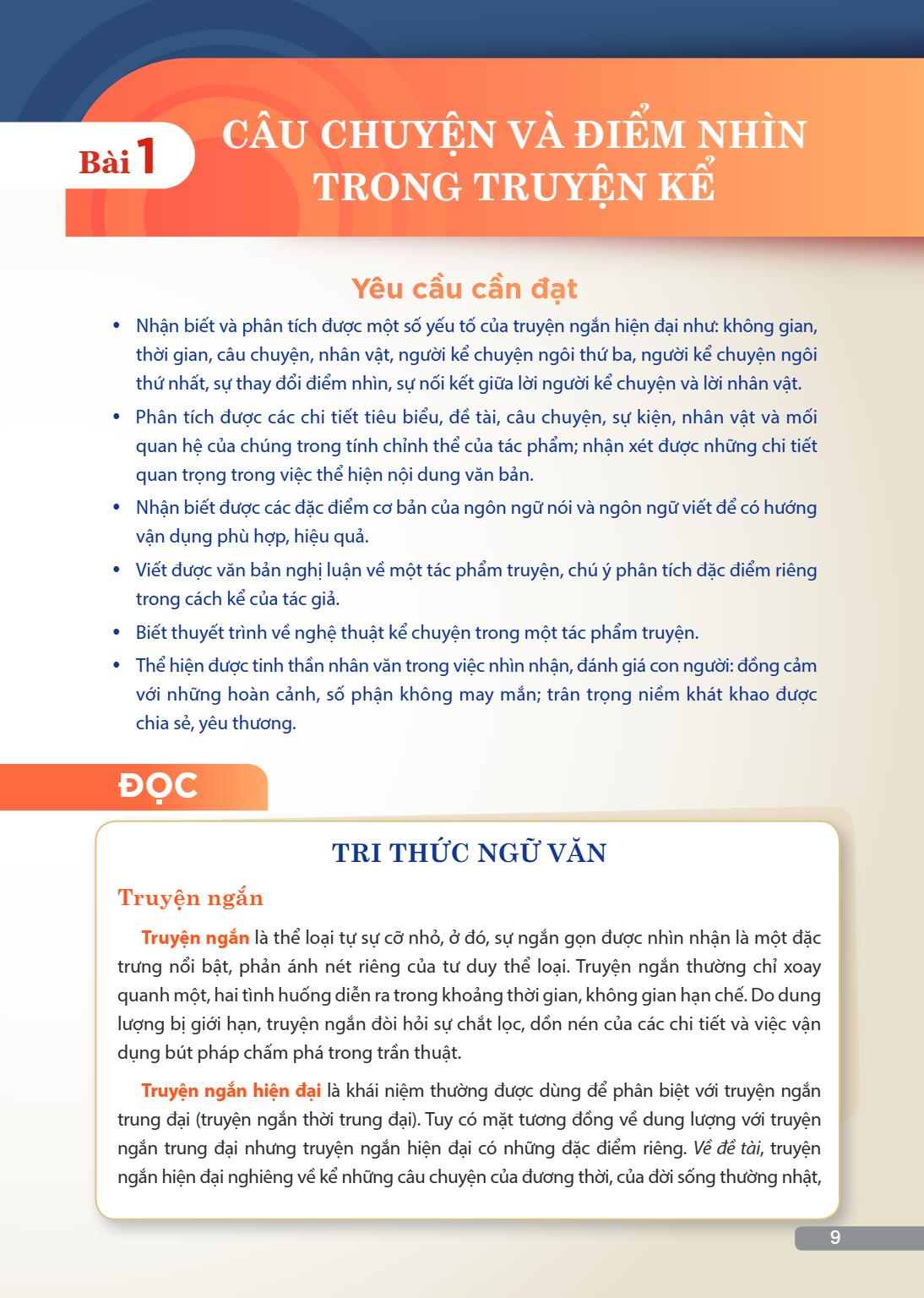 TRI THỨC NGỮ VĂN Truyện ngắn Truyện ngắn là thể loại tự sự cỡ nhỏ, ở đó, sự ngắn gọn được nhìn nhận là một đặc trưng nổi bật, phản ánh nét riêng của tư duy thể 