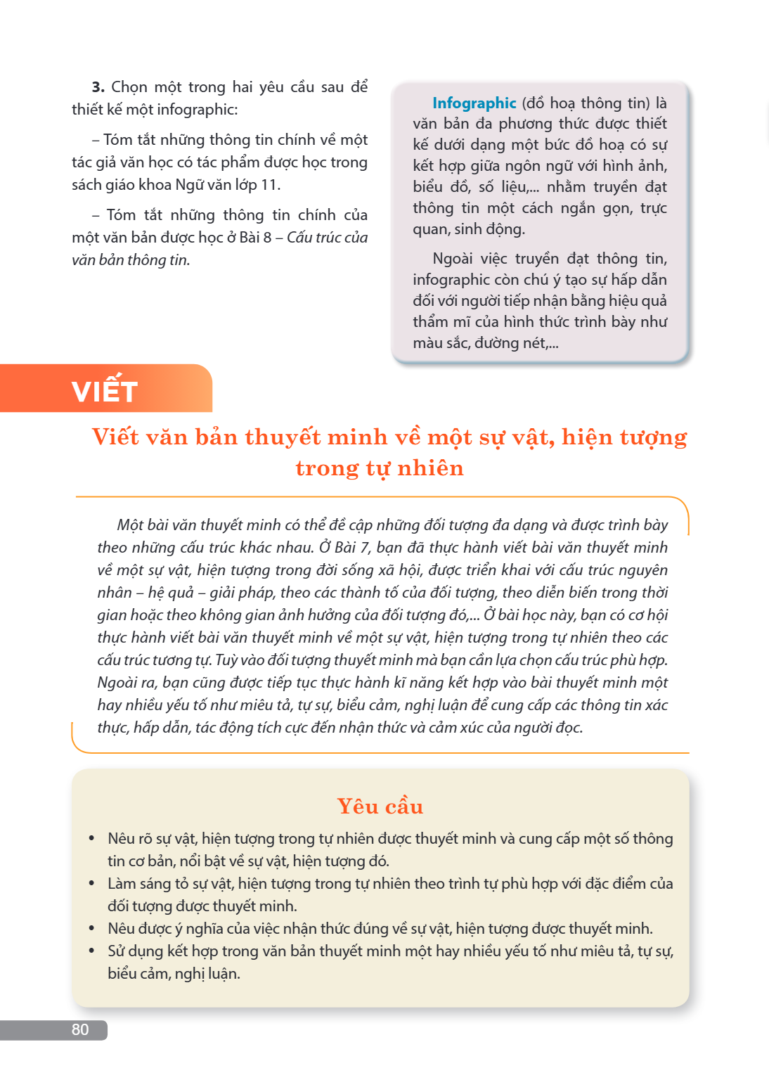 VIẾT Viết văn bản thuyết minh về một sự vật, hiện tượng trong tự nhiên Một bài văn thuyết minh có thể đề cập những đối tượng đa dạng và được trình bày theo nhữn