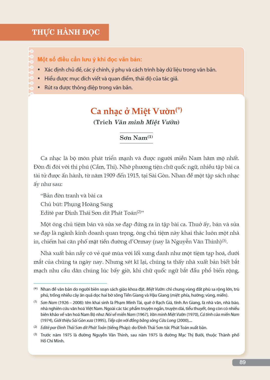 Ca nhạc ở Miệt Vườn(*) (Trích Văn minh Miệt Vườn) Sơn Nam(1) Ca nhạc là bộ môn phát triển mạnh và được người miền Nam hâm mộ nhất. Đòn đi đôi với thi phú (Cầm, 