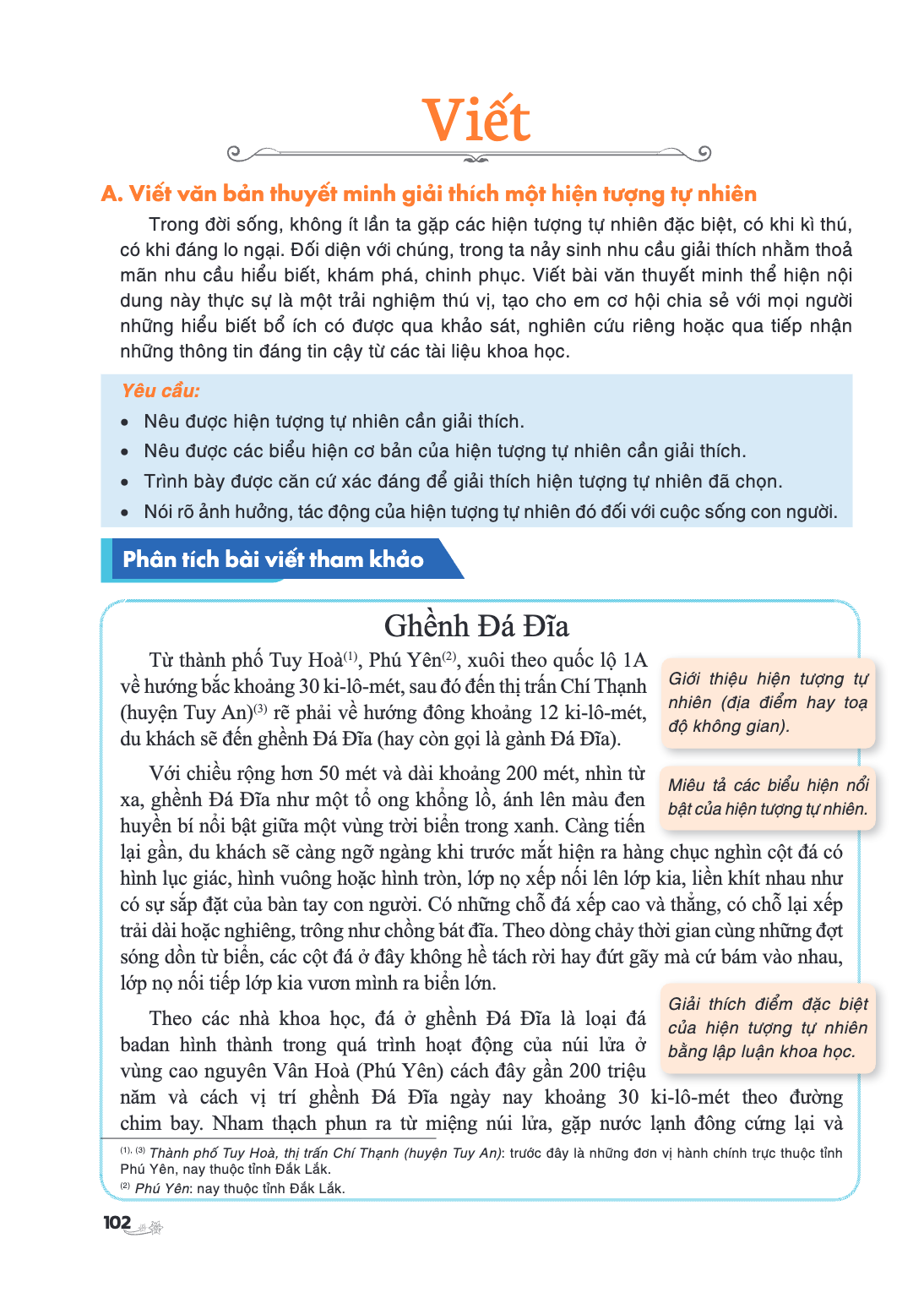 Viết A. Viết văn bản thuyết minh giải thích một hiện tượng tự nhiên Trong đời sống, không ít lần ta gặp các hiện tượng tự nhiên đặc biệt, có khi kì thú, có khi 
