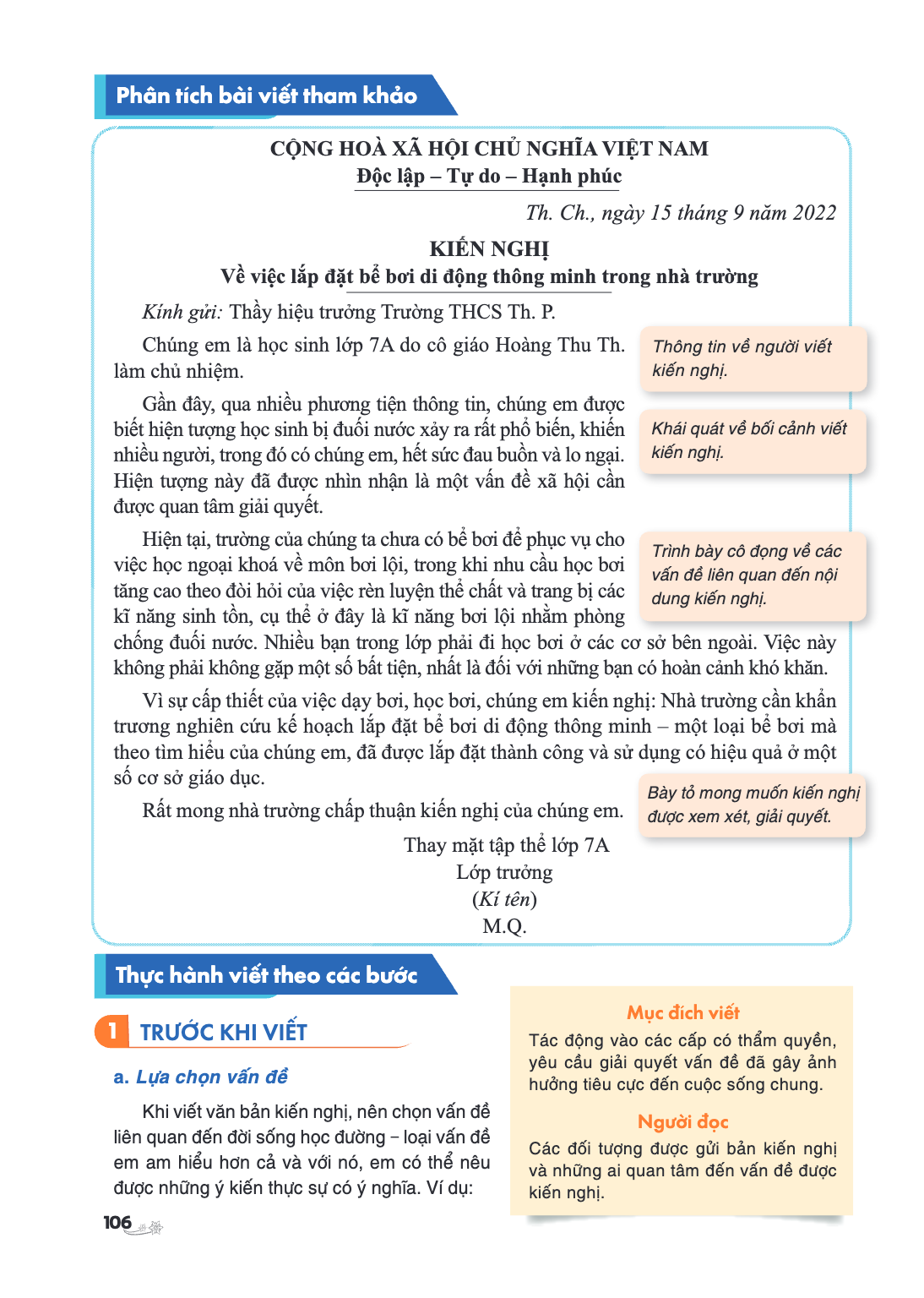 Phân tích bài viết tham khảo CỘNG HOÀ XÃ HỘI CHỦ NGHĨA VIỆT NAM Độc lập – Tự do – Hạnh phúc Th. Ch., ngày 15 tháng 9 năm 2022 KIẾN NGHỊ Về việc lắp đặt bể bơi d