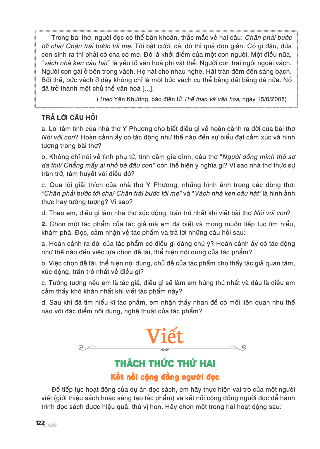 Viết THÁCH THỨC THỨ HAI