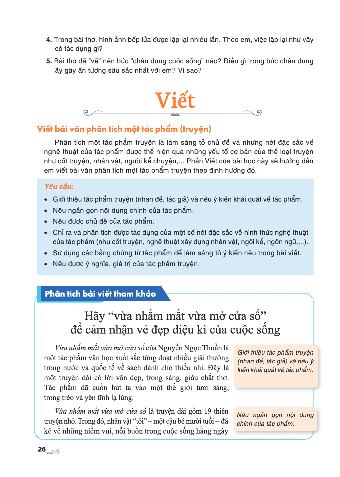Viết Viết bài văn phân tích một tác phẩm (truyện) Phân tích một tác phẩm truyện là làm sáng tỏ chủ đề và những nét đặc sắc về nghệ thuật của tác phẩm được thể h