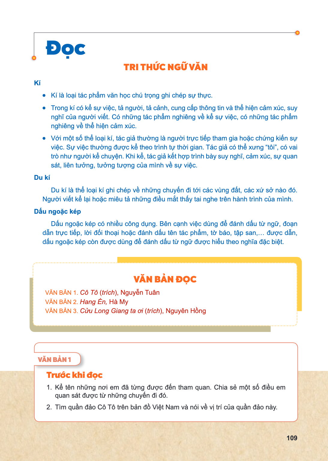 VĂN BẢN 1 Trước khi đọc Kể tên những nơi em đã từng được đến tham quan. Chia sẻ một số điều em quan sát được từ những chuyến đi đó. Tìm quần đảo Cô Tô trên bản 