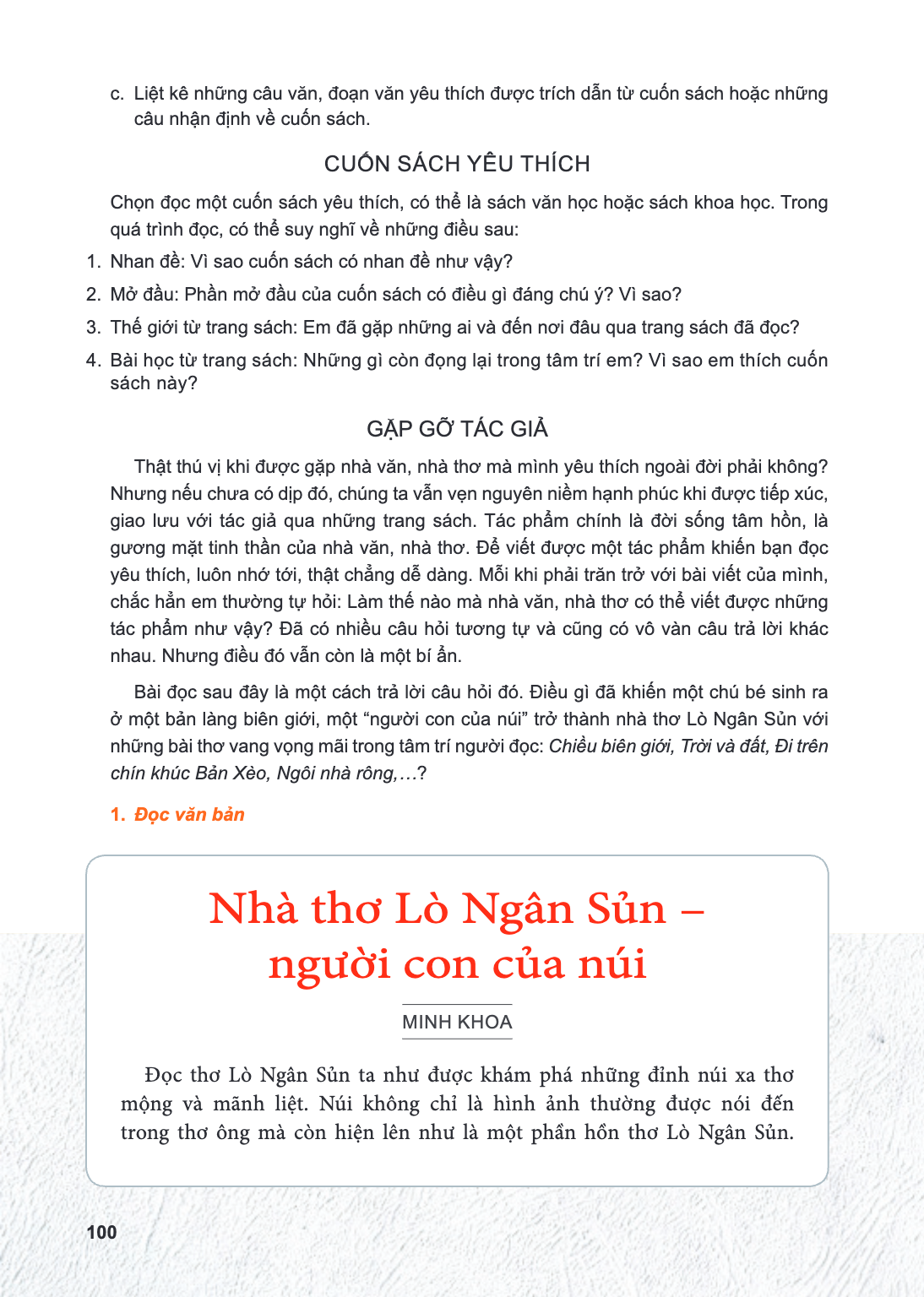 CUỐN SÁCH YÊU THÍCH Chọn đọc một cuốn sách yêu thích, có thể là sách văn học hoặc sách khoa học. Trong quá trình đọc, có thể suy nghĩ về những điều sau: Nhan đề