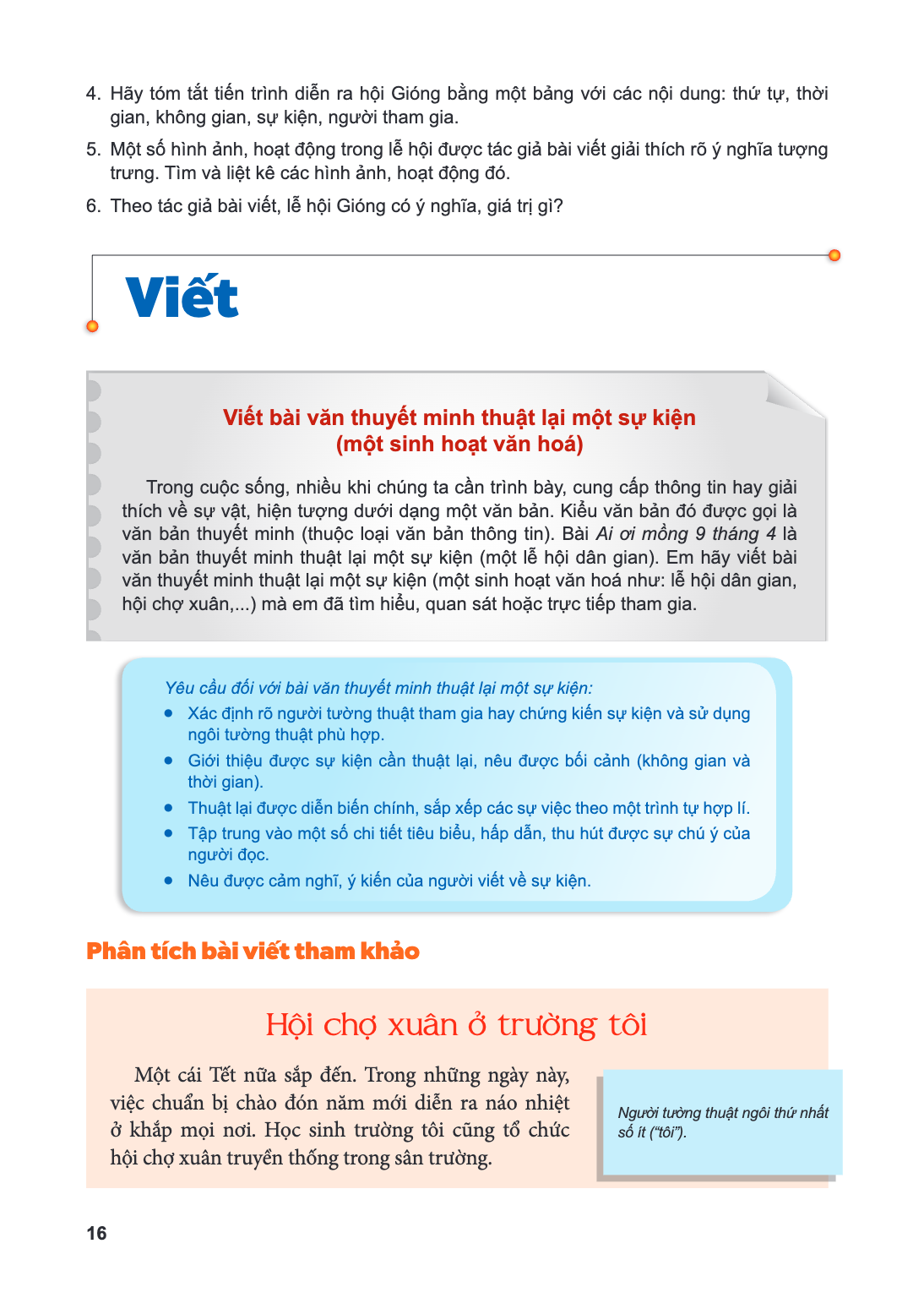 Viết Viết bài văn thuyết minh thuật lại một sự kiện (một sinh hoạt văn hoá) Trong cuộc sống, nhiều khi chúng ta cần trình bày, cung cấp thông tin hay giải thích
