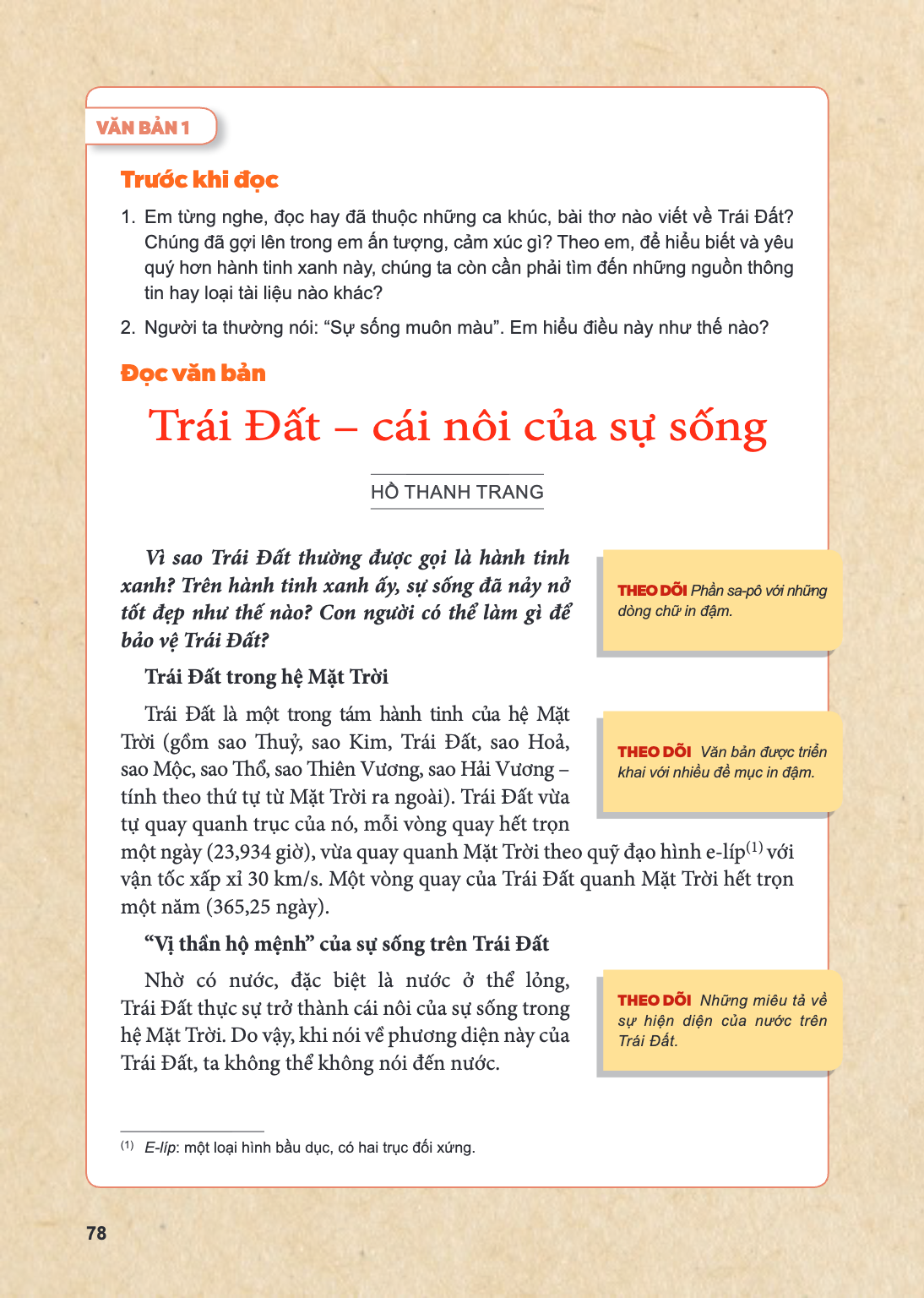 VĂN BẢN 1 Trước khi đọc Em từng nghe, đọc hay đã thuộc những ca khúc, bài thơ nào viết về Trái Đất? Chúng đã gợi lên trong em ấn tượng, cảm xúc gì? Theo em, để 