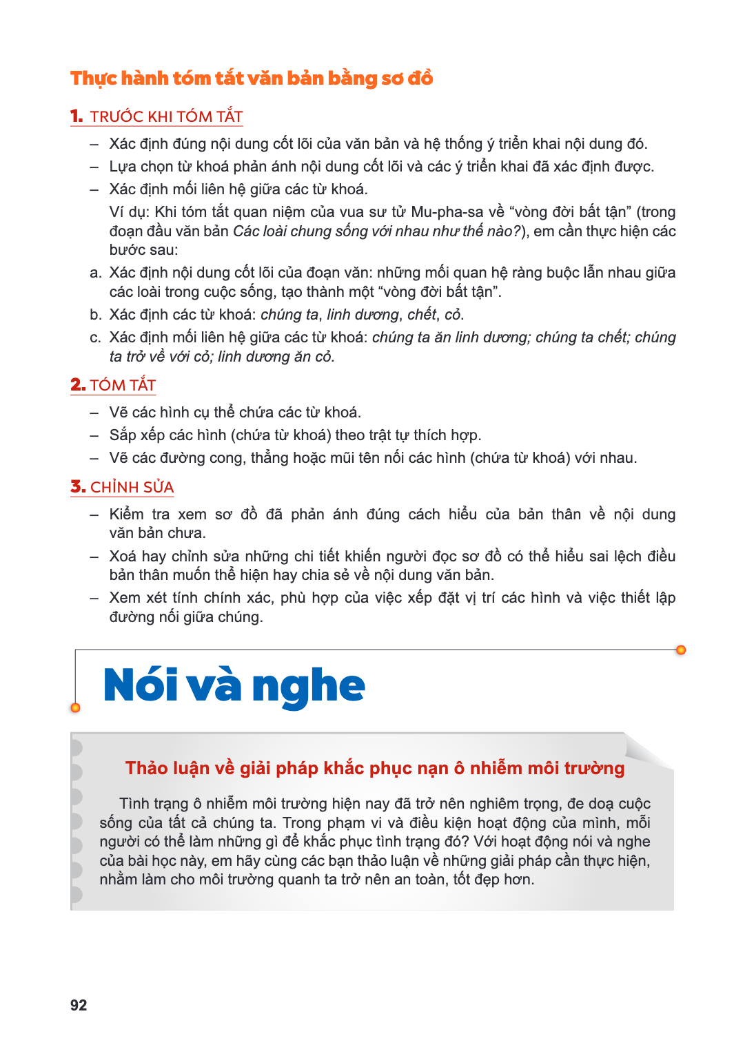 Nói và nghe Thảo luận về giải pháp khắc phục nạn ô nhiễm môi trường Tình trạng ô nhiễm môi trường hiện nay đã trở nên nghiêm trọng, đe doạ cuộc sống của tất cả 