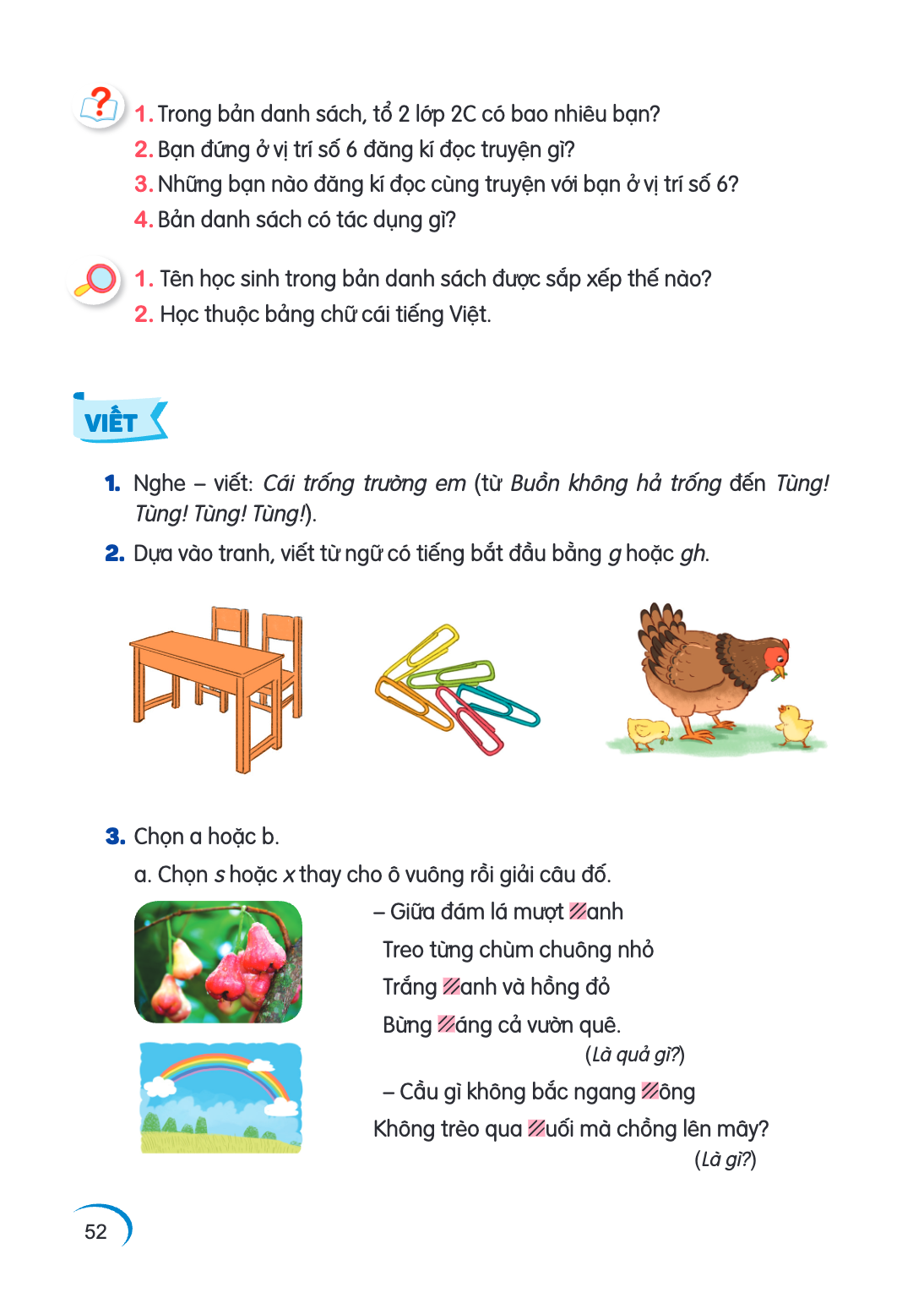 1. Trong bản danh sách, tổ 2 lớp 2C có bao nhiêu bạn? 2. Bạn đứng ở vị trí số 6 đăng kí đọc truyện gì? 3. Những bạn nào đăng kí đọc cùng truyện với bạn ở vị trí