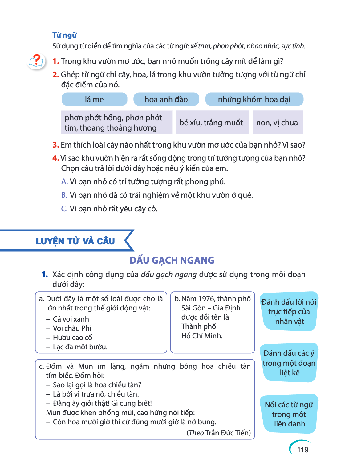Từ ngữ Sử dụng từ điển để tìm nghĩa của các từ ngữ: xếtrưa, phơn phớt, nhao nhác, sực tỉnh. 1. Trong khu vườn mơ ước, bạn nhỏ muốn trồng cây mít để làm gì? 2. G