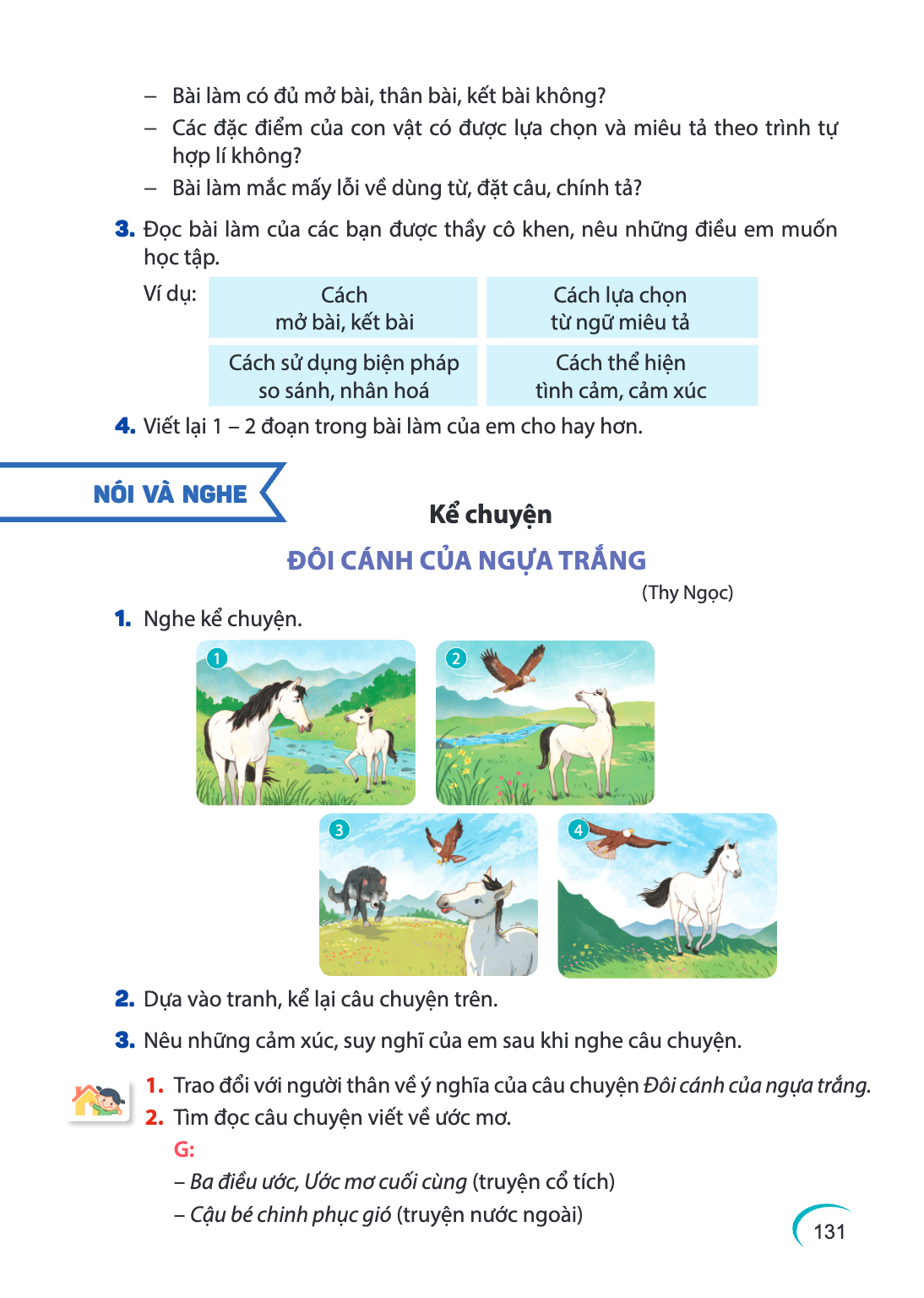 Bài làm có đủ mở bài, thân bài, kết bài không? - Các đặc điểm của con vật có được lựa chọn và miêu tả theo trình tự hợp lí không? - Bài làm mắc mấy lỗi về dùng 