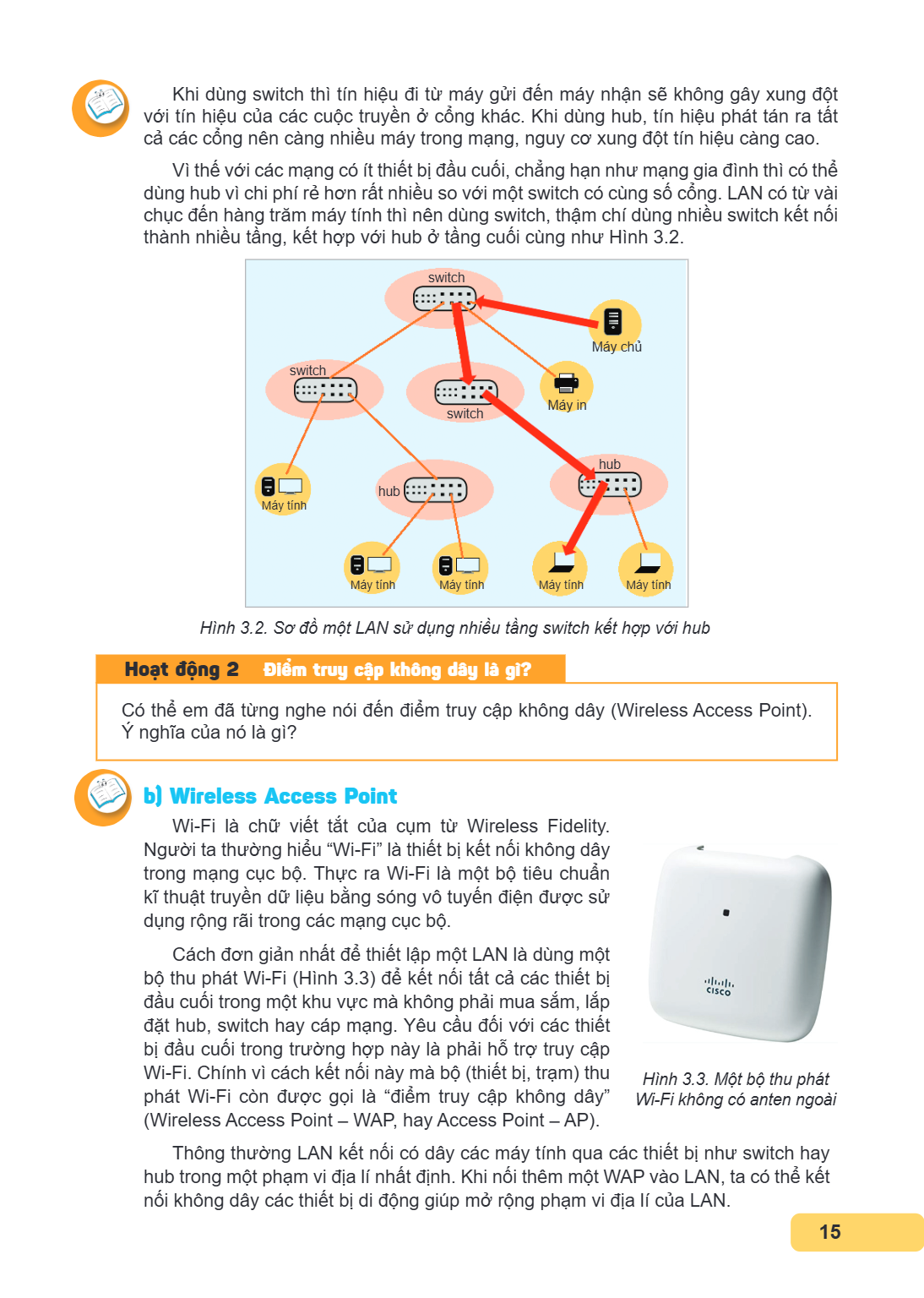 Khi dùng switch thì tín hiệu đi từ máy gửi đến máy nhận sẽ không gây xung đột với tín hiệu của các cuộc truyền ở cổng khác. Khi dùng hub, tín hiệu phát tán ra t