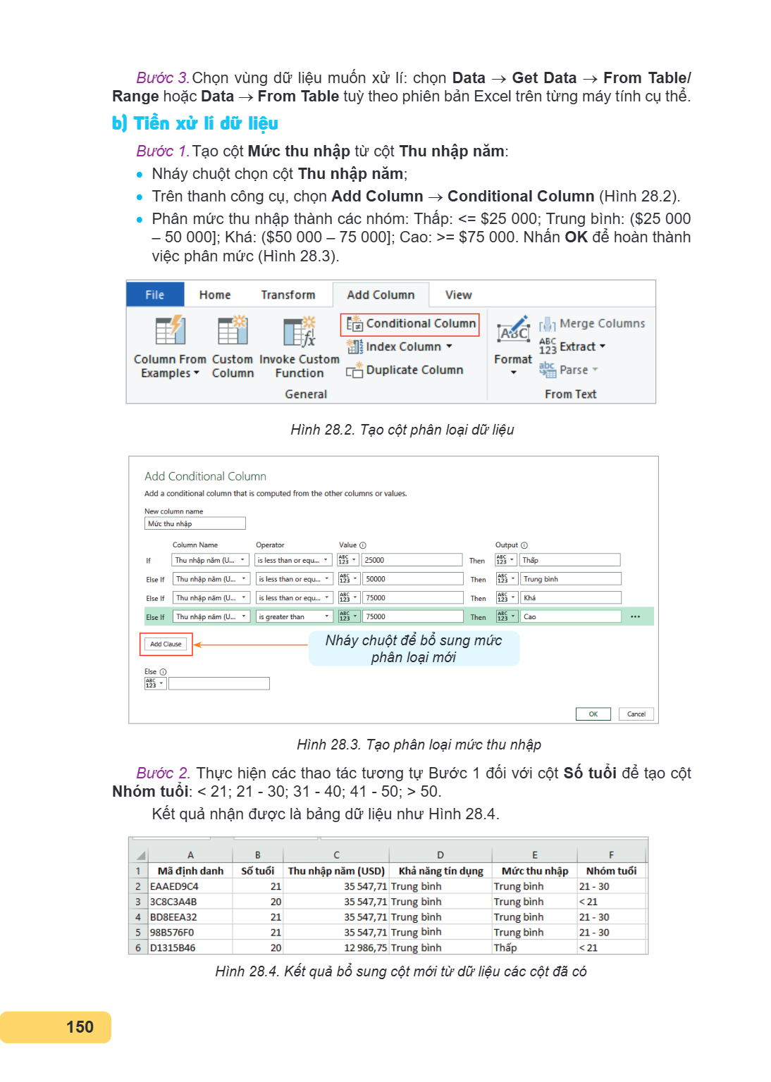 Bước 3.Chọn vùng dữ liệu muốn xử lí: chọn Data → Get Data → From Table/ Range hoặc Data → From Table tuỳ theo phiên bản Excel trên từng máy tính cụ thể. b) Tiền