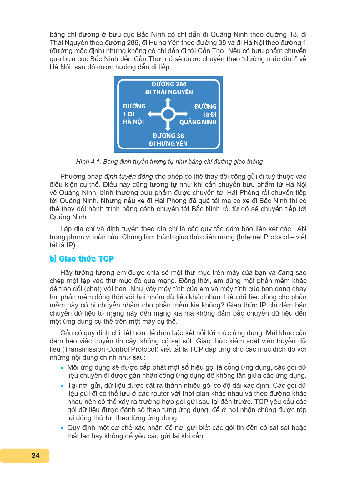 bảng chỉ đường ở bưu cục Bắc Ninh có chỉ dẫn đi Quảng Ninh theo đường 18, đi Thái Nguyên theo đường 286, đi Hưng Yên theo đường 38 và đi Hà Nội theo đường 1 (đư