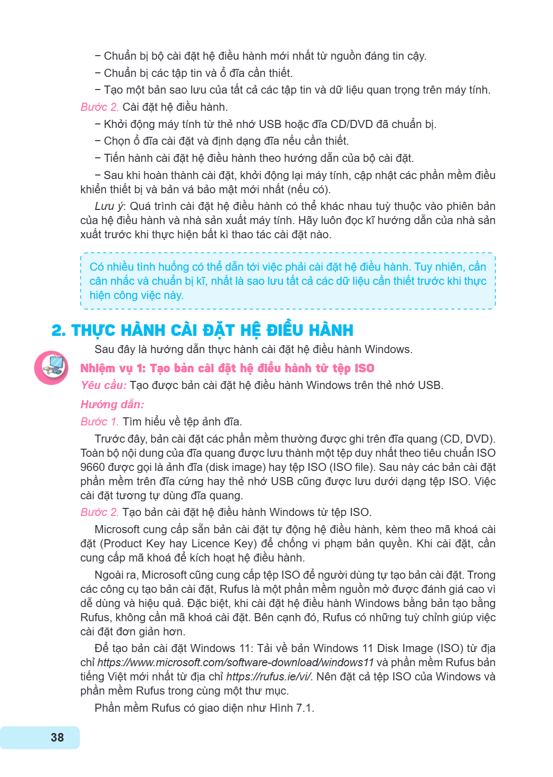 Chuẩn bị bộ cài đặt hệ điều hành mới nhất từ nguồn đáng tin cậy. - Chuẩn bị các tập tin và ổ đĩa cần thiết. - Tạo một bản sao lưu của tất cả các tập tin và dữ l