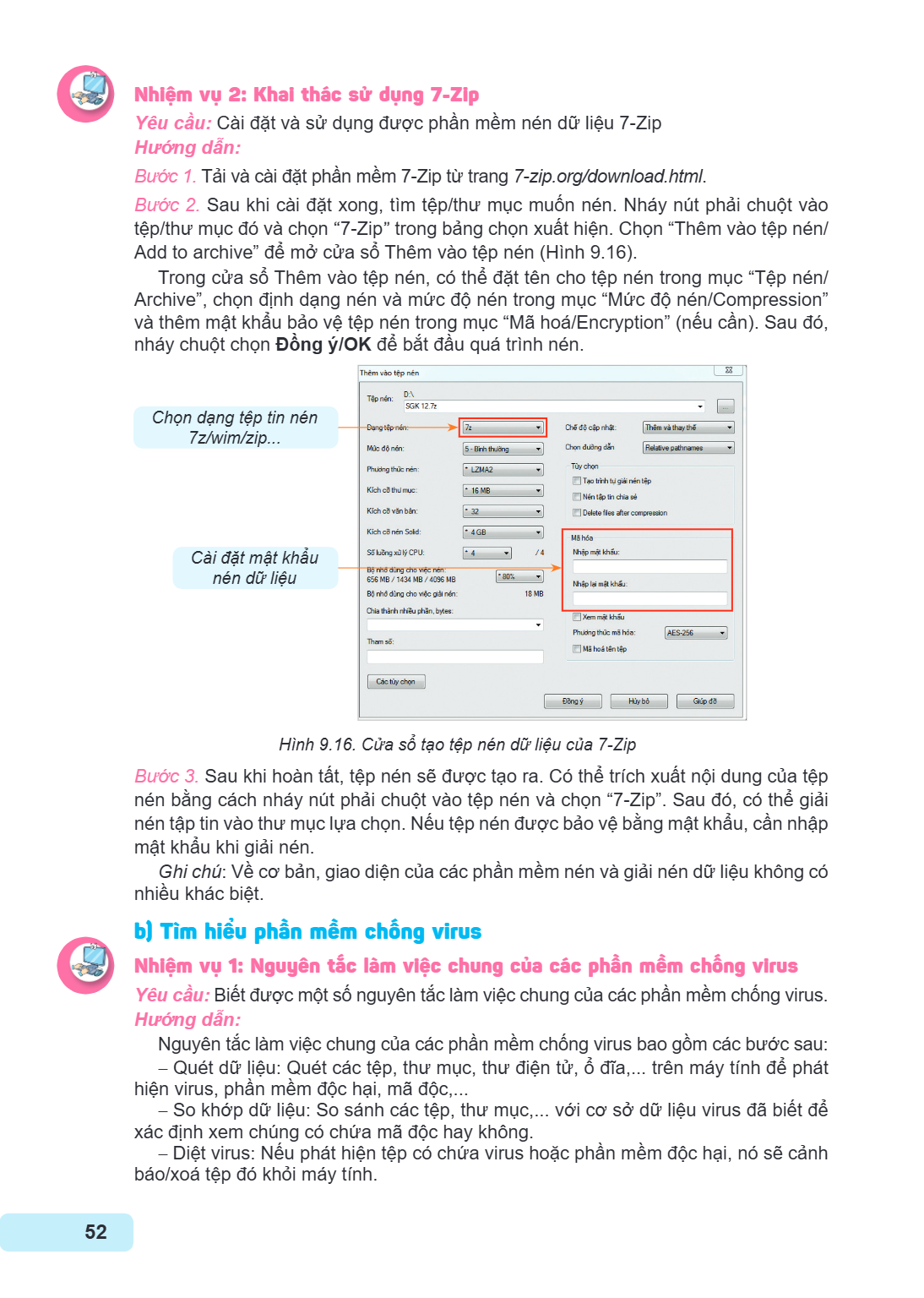 Nhiệm vụ 2: Khai thác sử dụng 7-Zip Yêu cầu: Cài đặt và sử dụng được phần mềm nén dữ liệu 7-Zip Hướng dẫn: Bước 1. Tải và cài đặt phần mềm 7-Zip từ trang 7-zip.