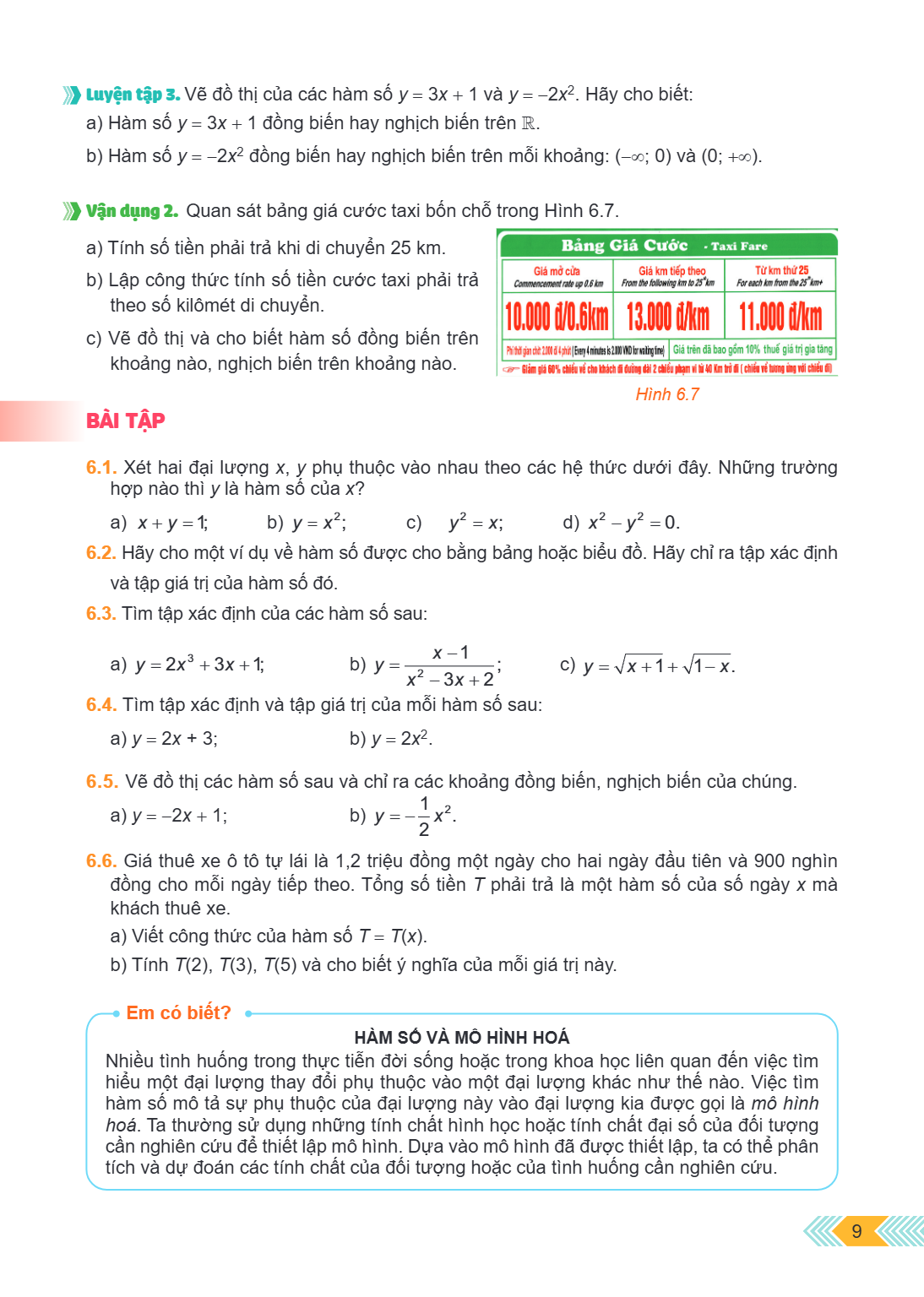 Luyện tập 3. Vẽ đồ thị của các hàm số $y = 3x + 1$ và $y = -2x^2$. Hãy cho biết: a) Hàm số $y = 3x + 1$ đồng biến hay nghịch biến trên $\mathbb{R}$. b) Hàm số $