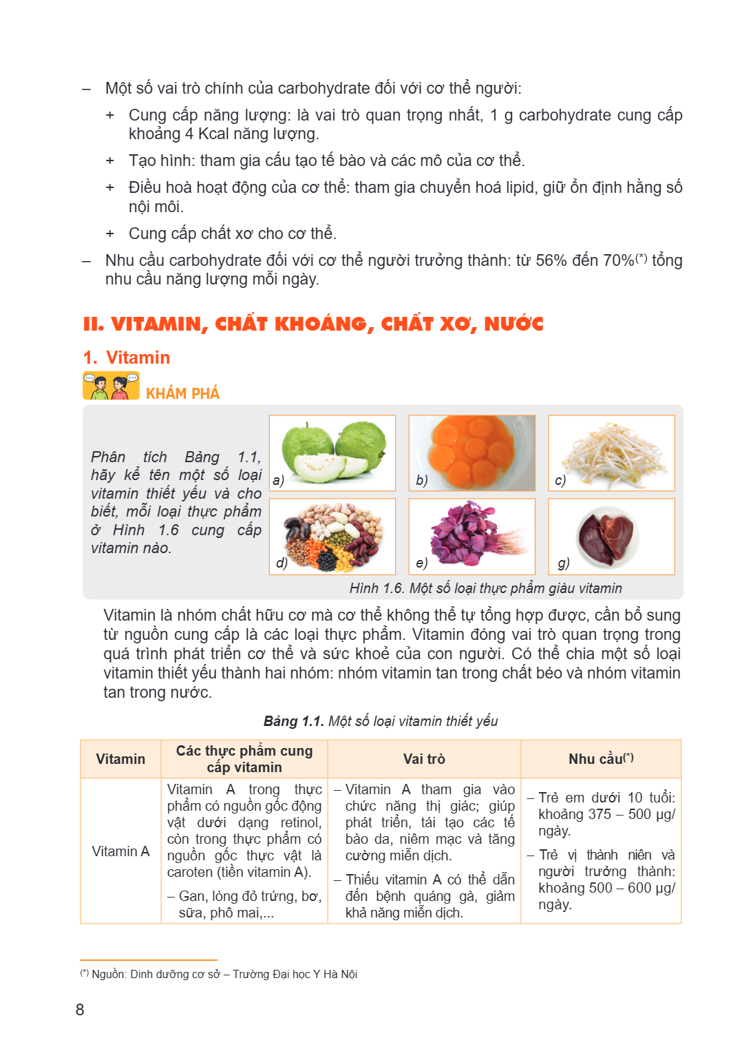 – Một số vai trò chính của carbohydrate đối với cơ thể người: Cung cấp năng lượng: là vai trò quan trọng nhất, 1 g carbohydrate cung cấp khoảng 4 Kcal năng lượn