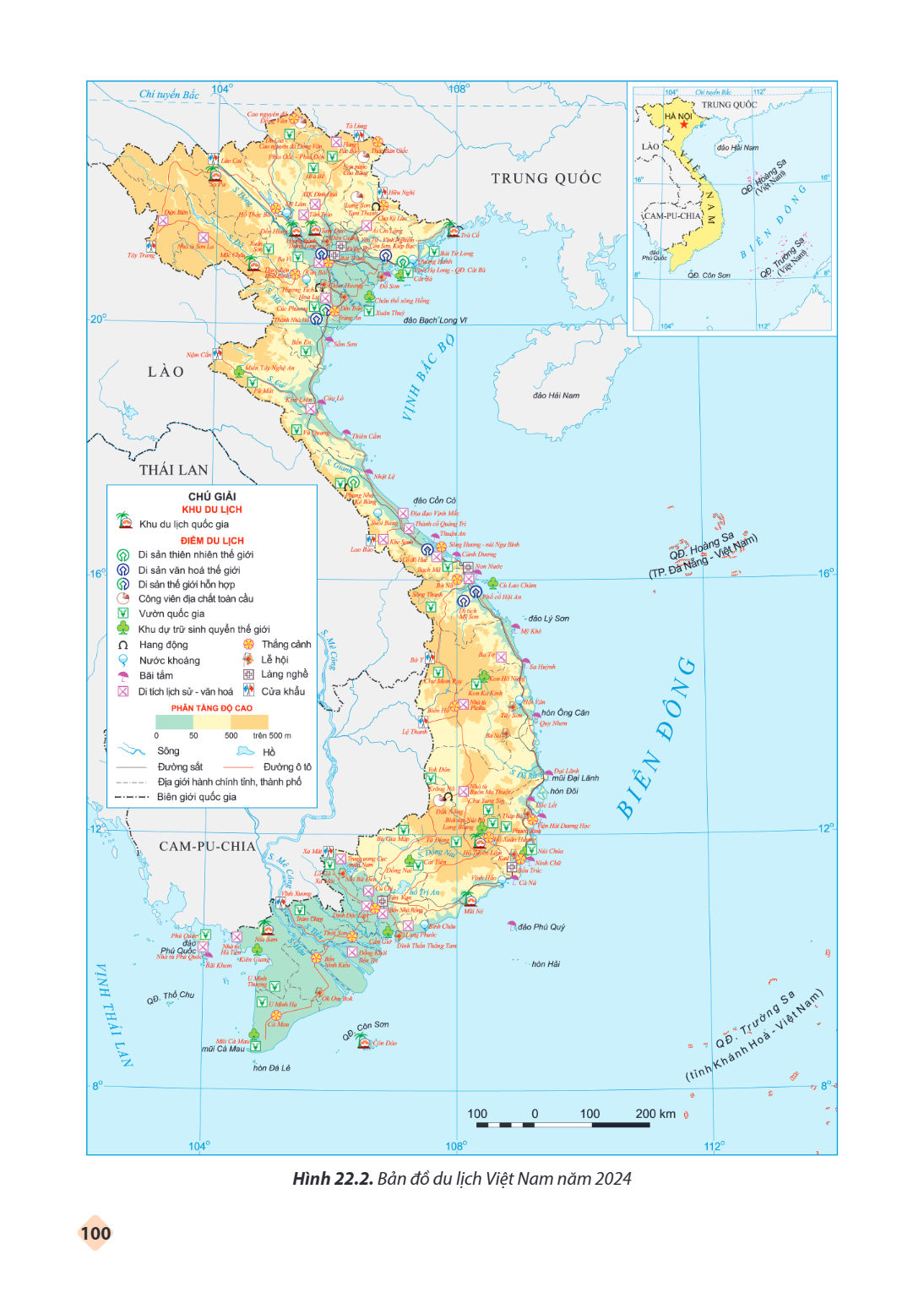 Hình 22.2. Bản đồ du lịch Việt Nam năm 2024