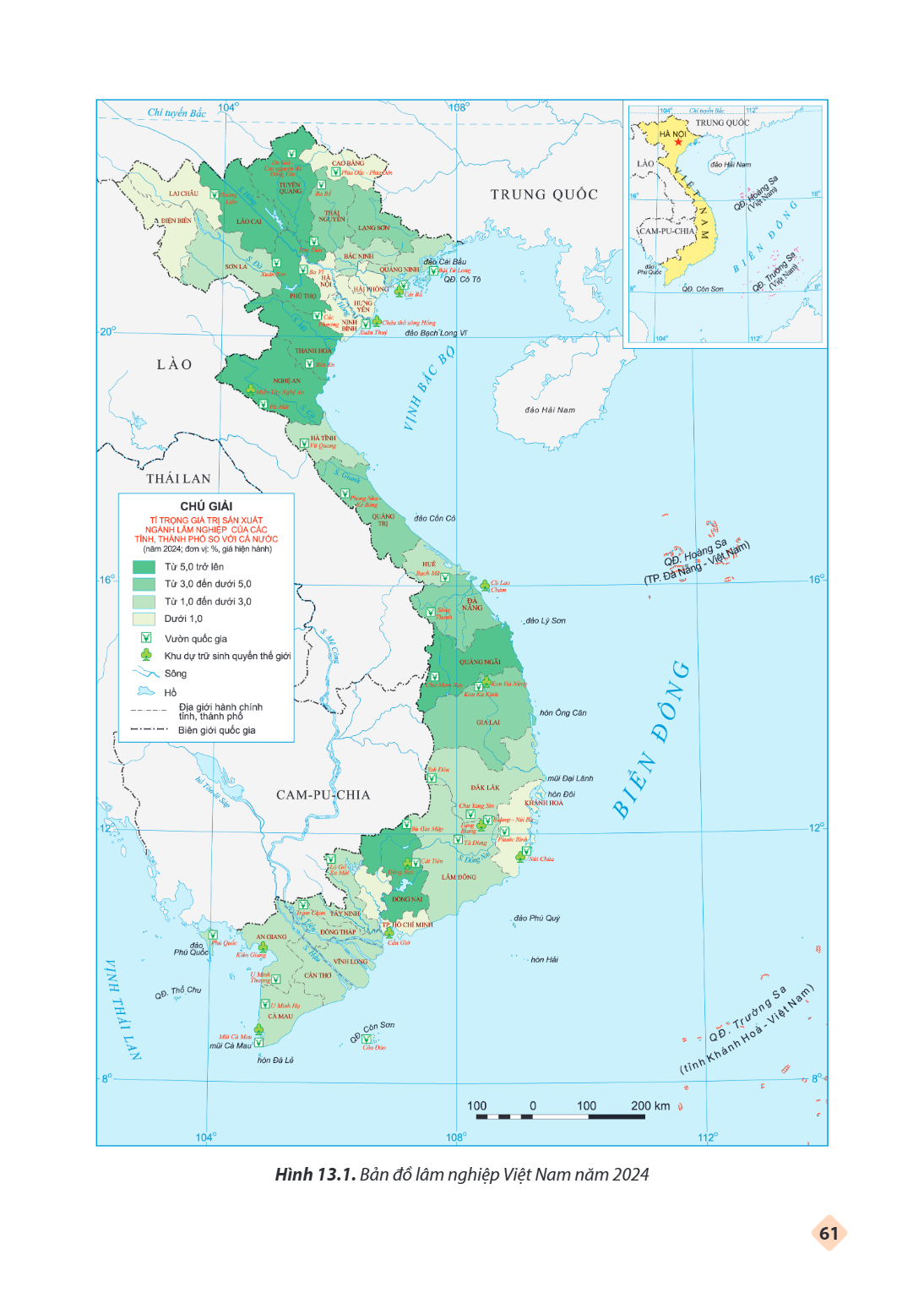 Hình 13.1. Bản đồ lâm nghiệp Việt Nam năm 2024