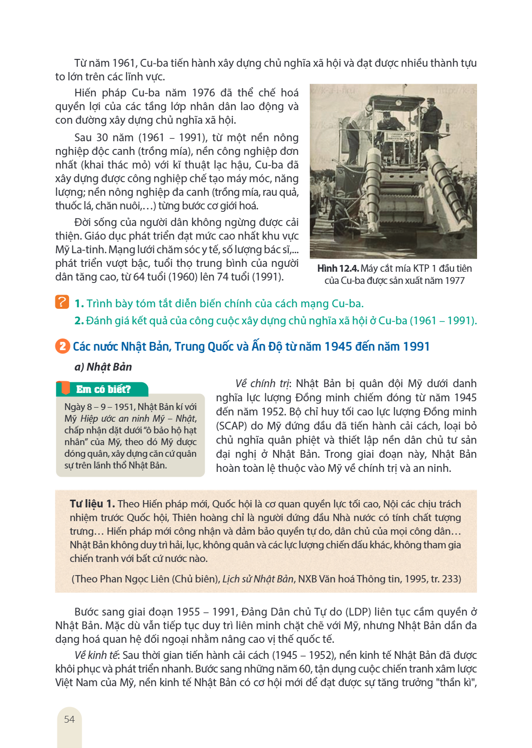 Từ năm 1961, Cu-ba tiến hành xây dựng chủ nghĩa xã hội và đạt được nhiều thành tựu to lớn trên các lĩnh vực. Hiến pháp Cu-ba năm 1976 đã thể chế hoá quyền lợi c