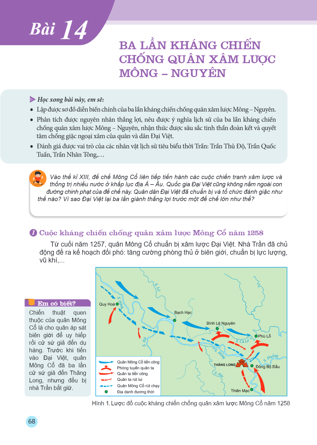 Bài 14. Ba lần kháng chiến chống quân xâm lược Mông – Nguyên Học xong bài này, em sẽ: Lập được sơ đồ diễn biến chính của ba lần kháng chiến chống quân xâm lược 