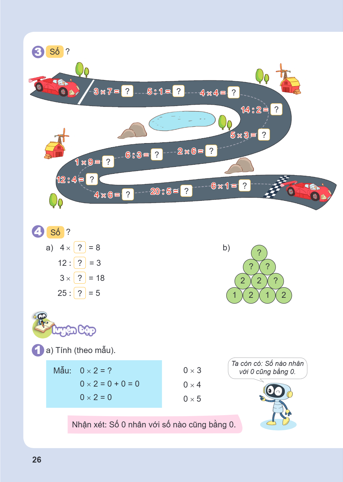 3 Số ? $-3 \times 7 = ? -5 : 1 = ? -4 \times 4 = ?$ $14 : 2 = ?$ $5 \times 3 = ?$ $-2 \times 6 = ? -6 : 3 = ? -1 \times 9 = ?$ $12 : 4 = ?$ $4 \times 6 = ? -20 