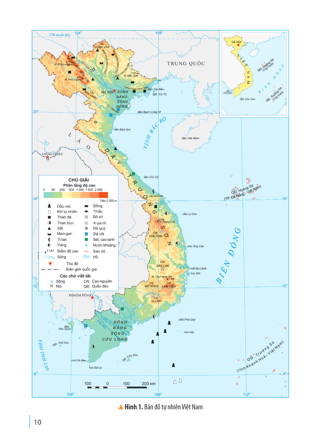 Hình 1. Bản đồ tự nhiên Việt Nam