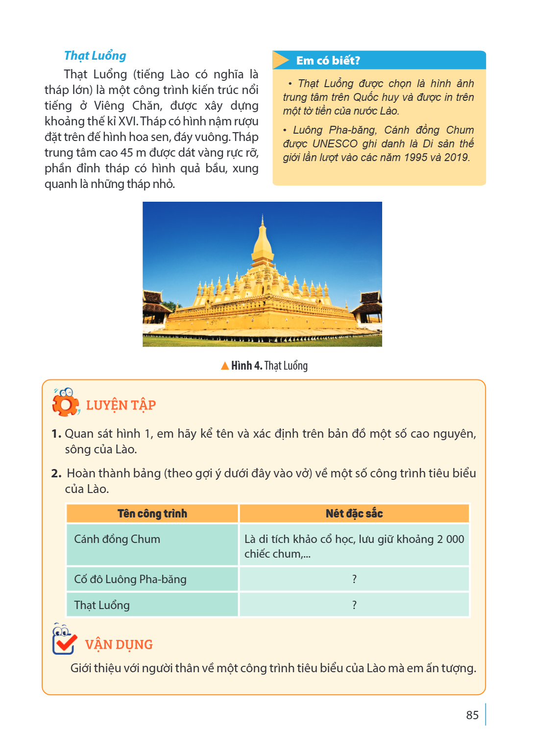 Thạt Luổng Thạt Luổng (tiếng Lào có nghĩa là tháp lớn) là một công trình kiến trúc nổi tiếng ở Viêng Chăn, được xây dựng khoảng thế kỉ XVI. Tháp có hình nậm rượ