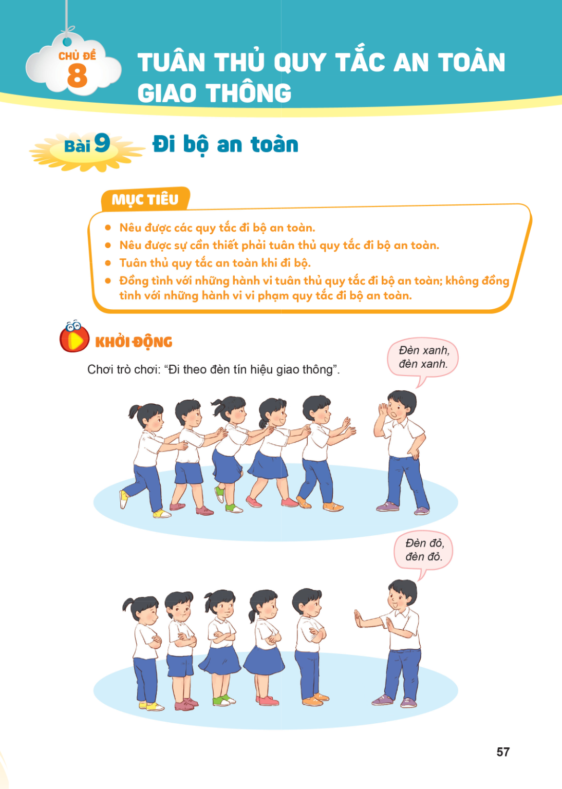 CHỦ ĐỀ 8 TUÂN THỦ QUY TẮC AN TOÀN GIAO THÔNG Bài 9. Đi bộ an toàn MỤC TIÊU Nêu được các quy tắc đi bộ an toàn. Nêu được sự cần thiết phải tuân thủ quy tắc đi bộ
