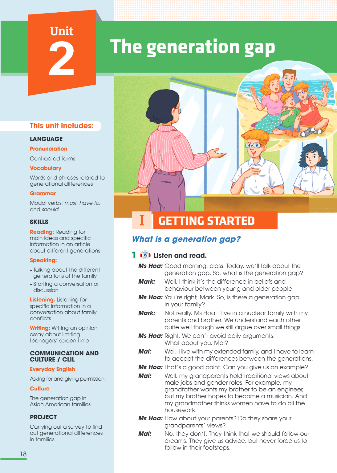 Unit 2. THE GENERATION GAP This unit includes: LANGUAGE Pronunciation Contracted forms Vocabulary Words and phrases related to generational differences Grammar 