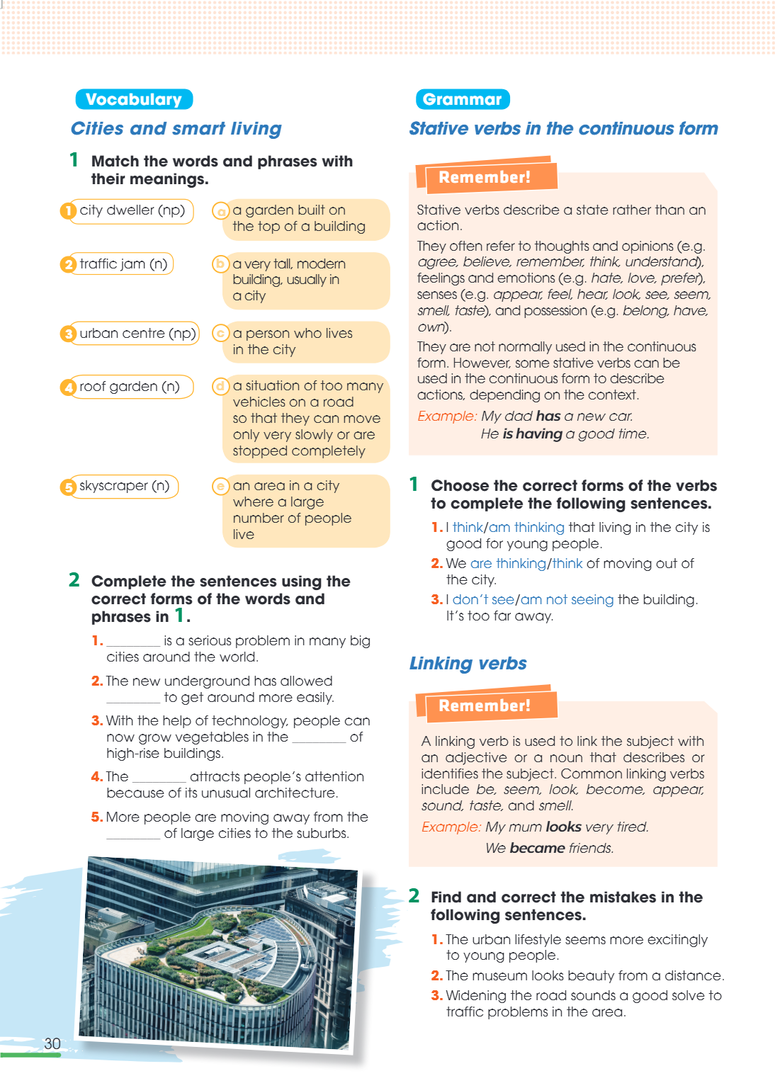 Grammar Stative verbs in the continuous form Remember! Stative verbs describe a state rather than an action. They often refer to thoughts and opinions (e.g. agr