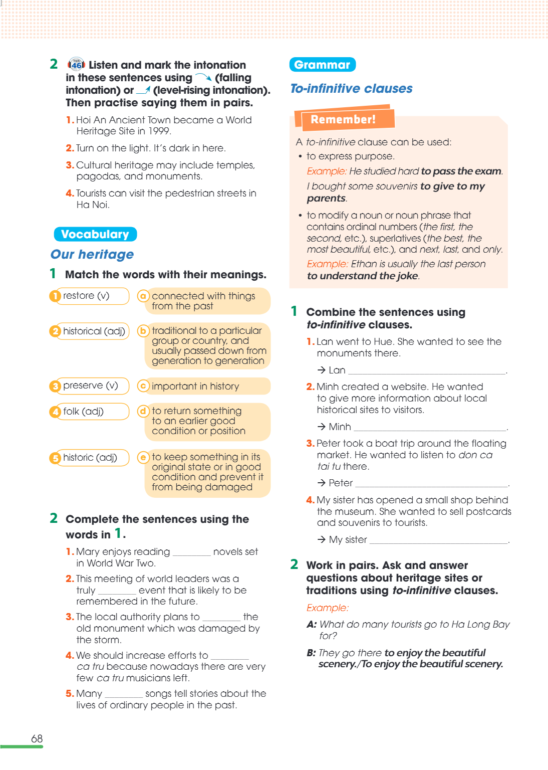 Grammar To-infinitive clauses Remember! A to-infinitive clause can be used: • to express purpose. Example: He studied hard ==to pass the exam==. I bought some s