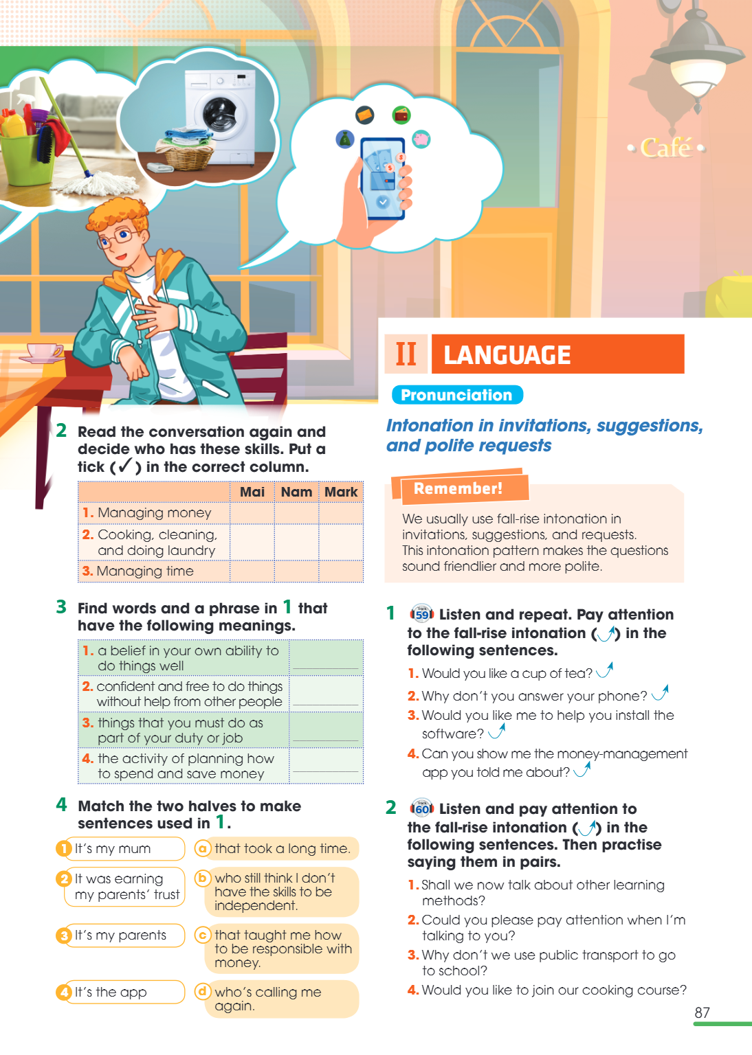 II LANGUAGE Pronunciation Intonation in invitations, suggestions, and polite requests Remember! We usually use fall-rise intonation in invitations, suggestions,